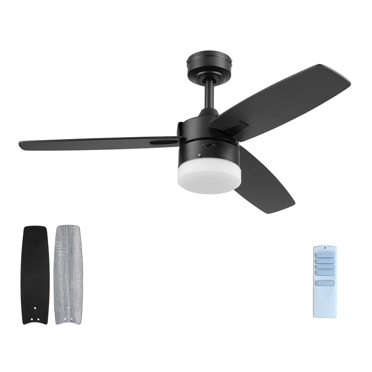 Honeywell Conifer 42 In Ceiling Fan W LED Light & Remote, Matte Black (Open Box)