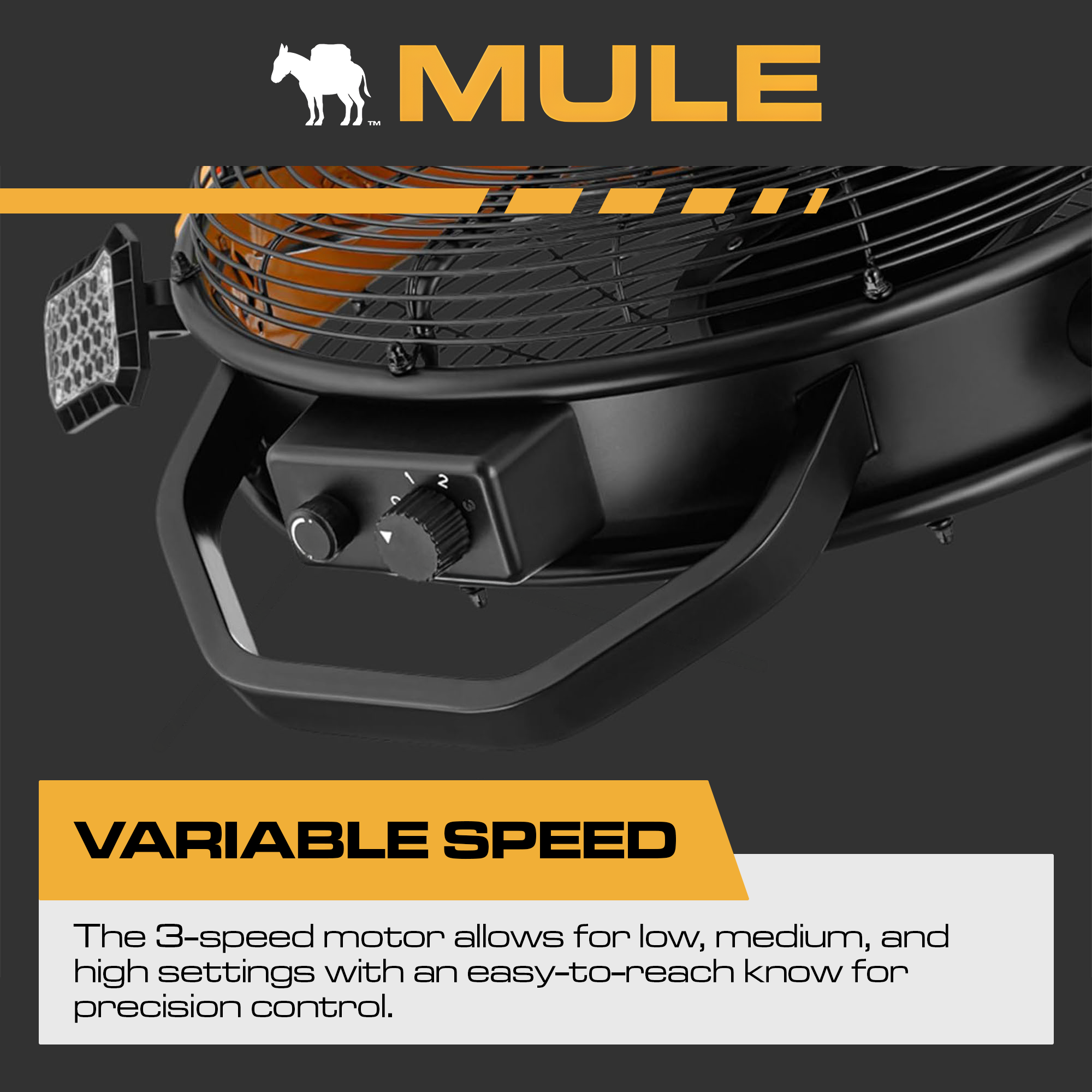 Mule 18" Garage Fan w/Work Lights Dual Height Ceiling Mounting Options(Open Box)