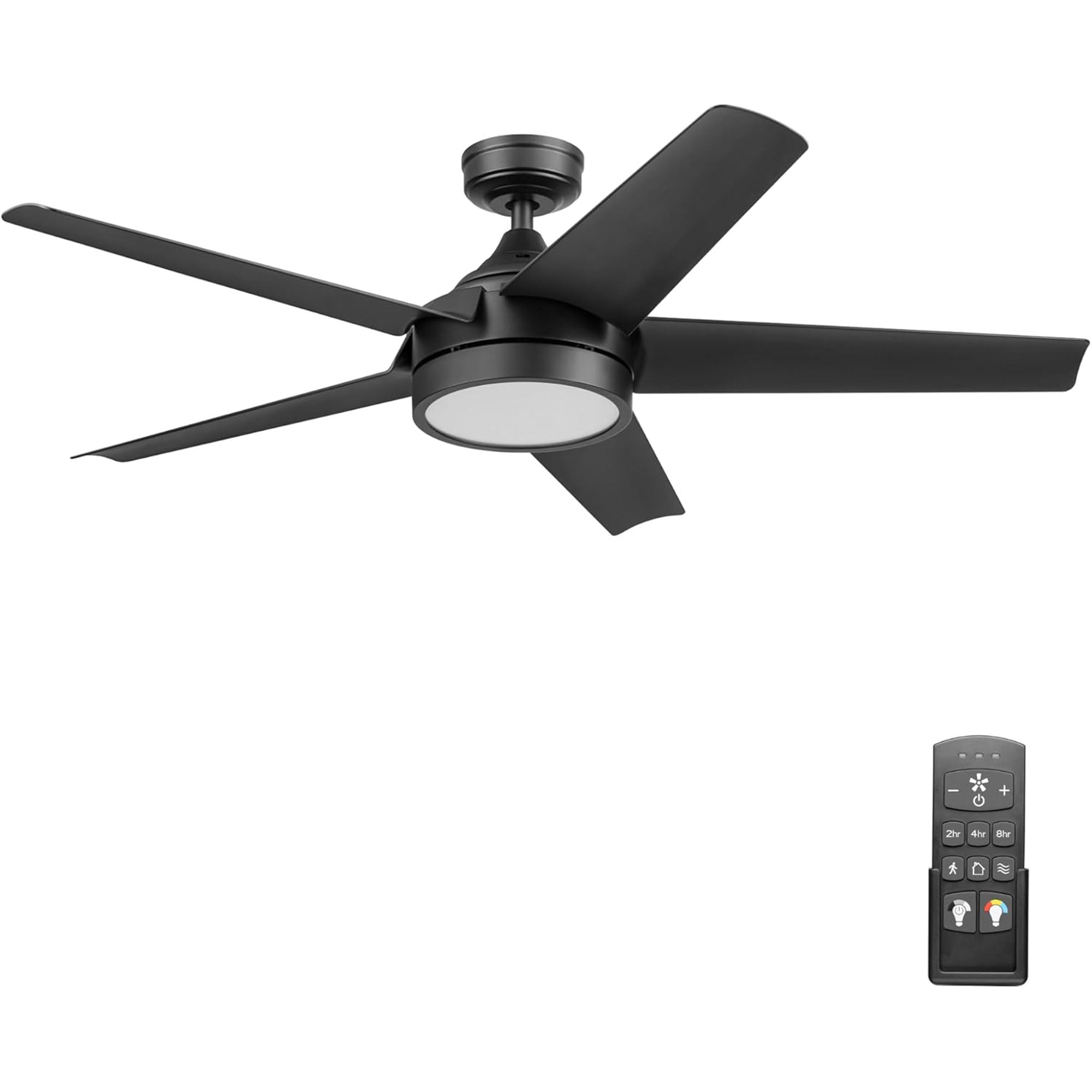 Honeywell Byard 52” Ceiling Fan with LED Light and Remote Control, Matte Black - VMInnovations