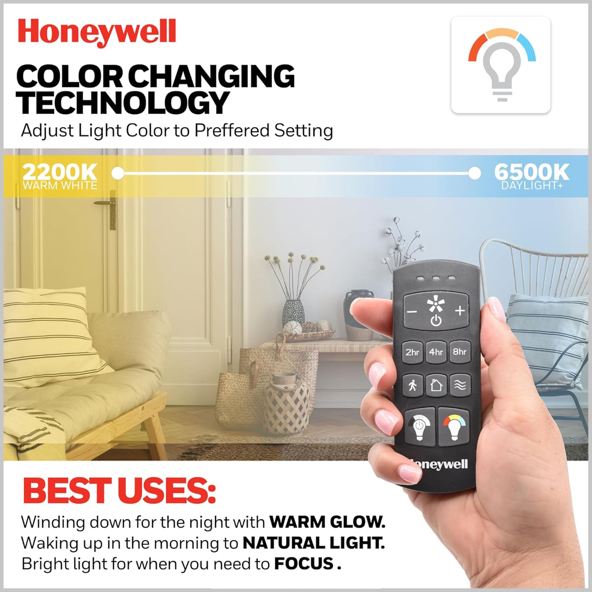 Honeywell Byard 52” Ceiling Fan with LED Light and Remote Control, Matte Black - VMInnovations