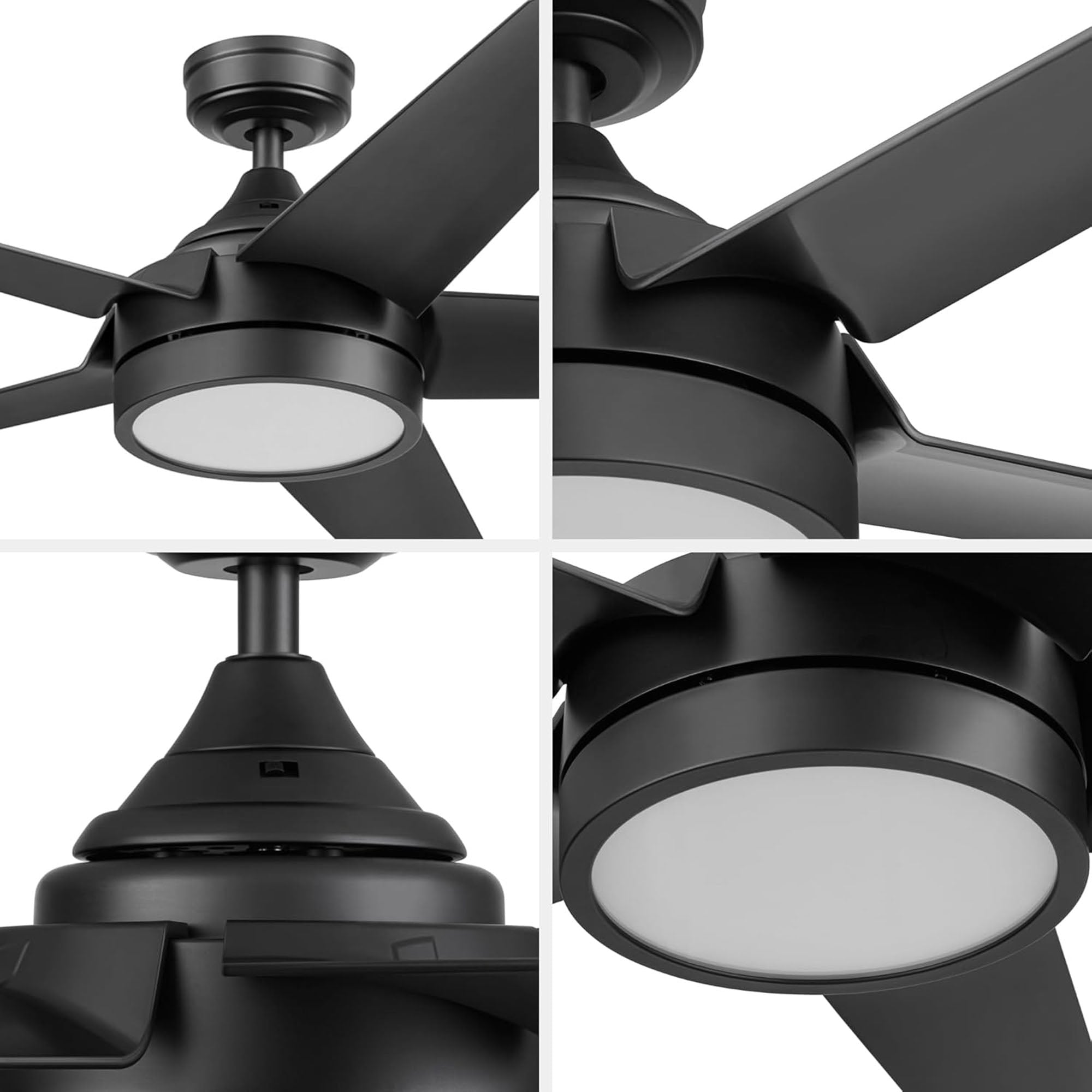 Honeywell Byard 52” Ceiling Fan with LED Light and Remote Control, Matte Black - VMInnovations