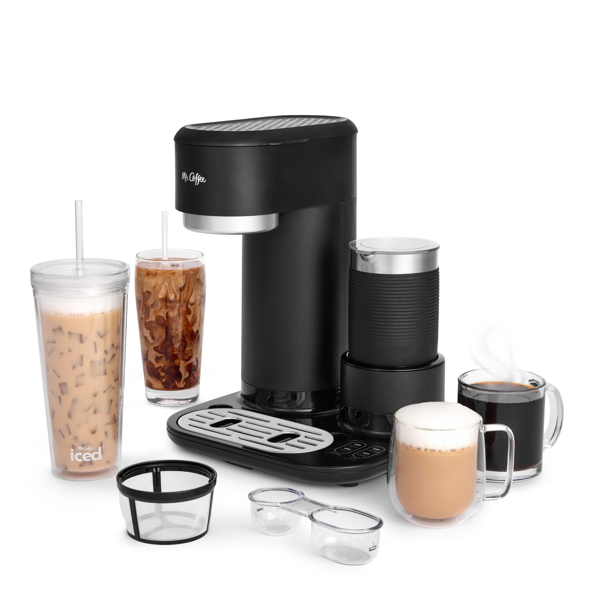 Mr. Coffee 4-in-1 Single Serve Coffee Maker with Milk Frother and Tumbler (Used)