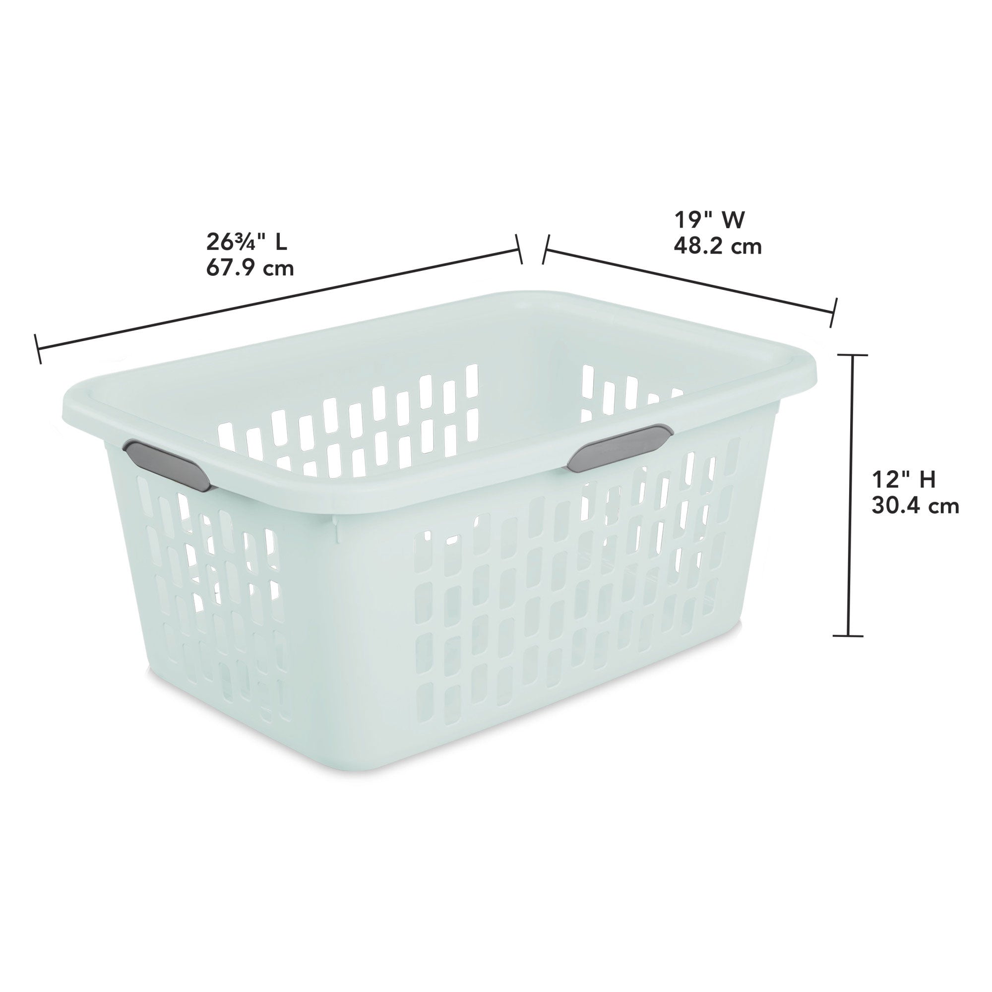 Sterilite Laundry Basket, 2 Bushel Plastic Hamper with Handles, Mint, 24 Pack