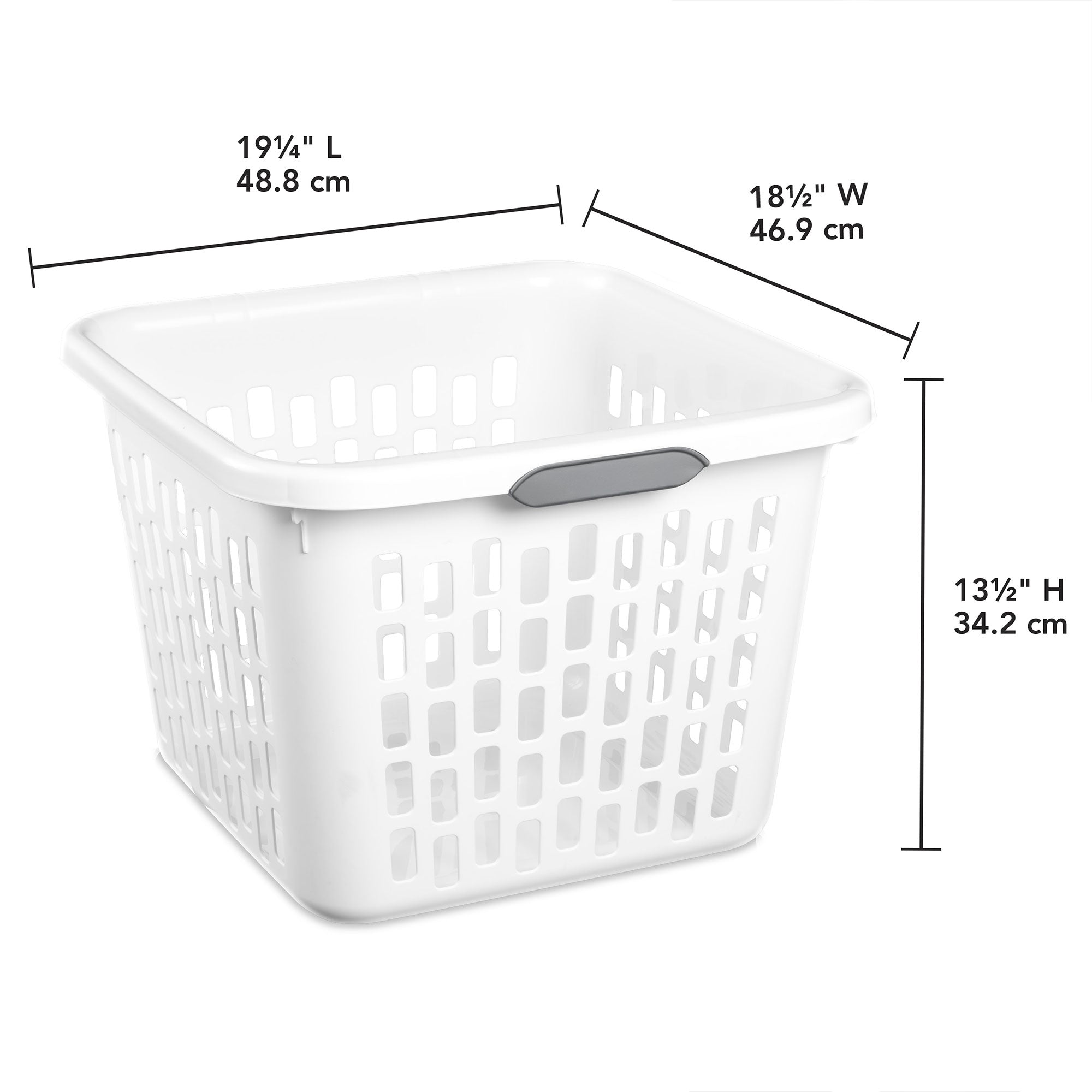 Sterilite Laundry Basket, 1.5 Bushel Plastic Hamper with Handles, White, 12 Pack