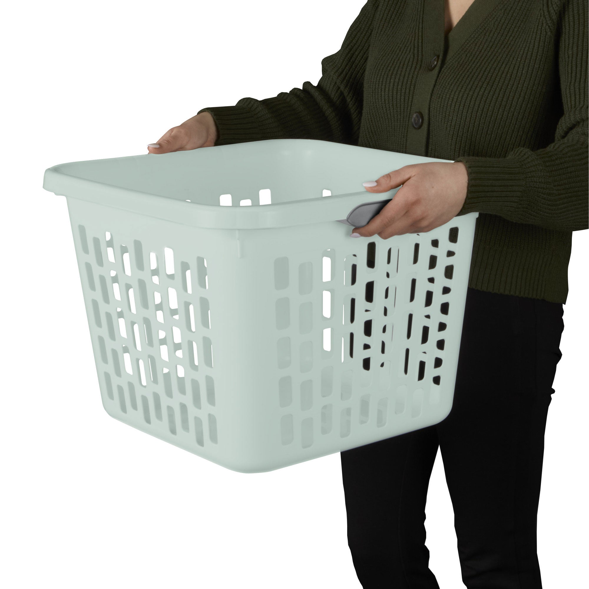 Sterilite Laundry Basket, 1.5 Bushel Plastic Hamper with Handles, Mint, 24 Pack