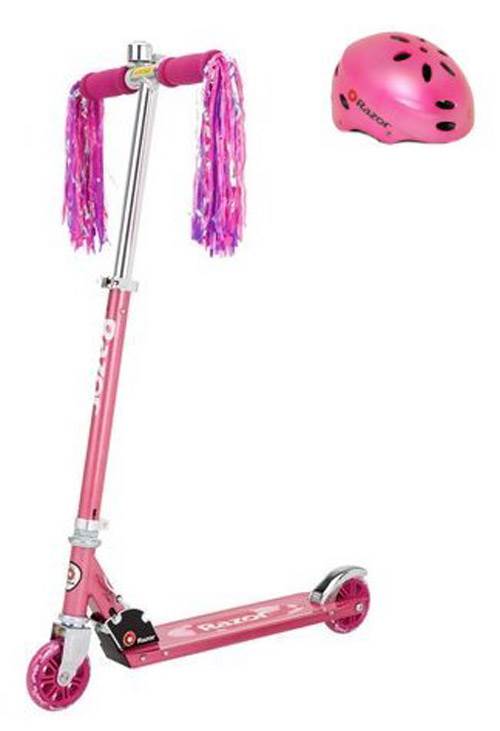 Razor A Sweet Pea Girls/Kids Kick Scooter (Pink) & Child Helmet (Pink)