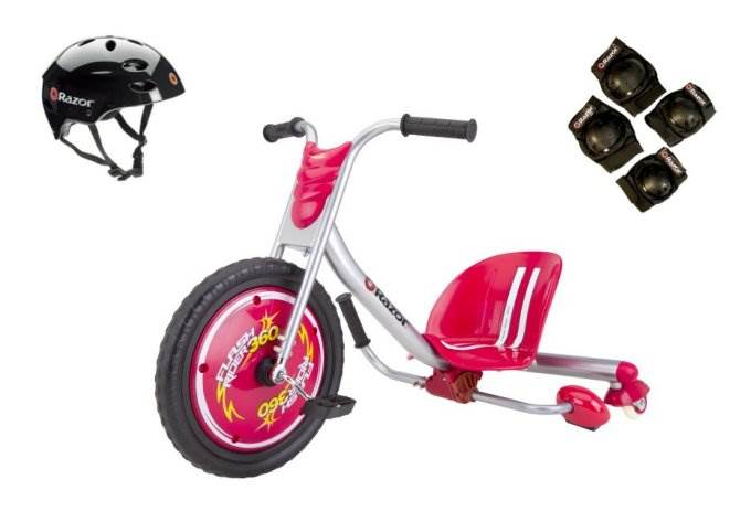 Razor Flash Rider 360 Drifting Ride-On Tricycle with Helmet, Elbow & Knee Pads