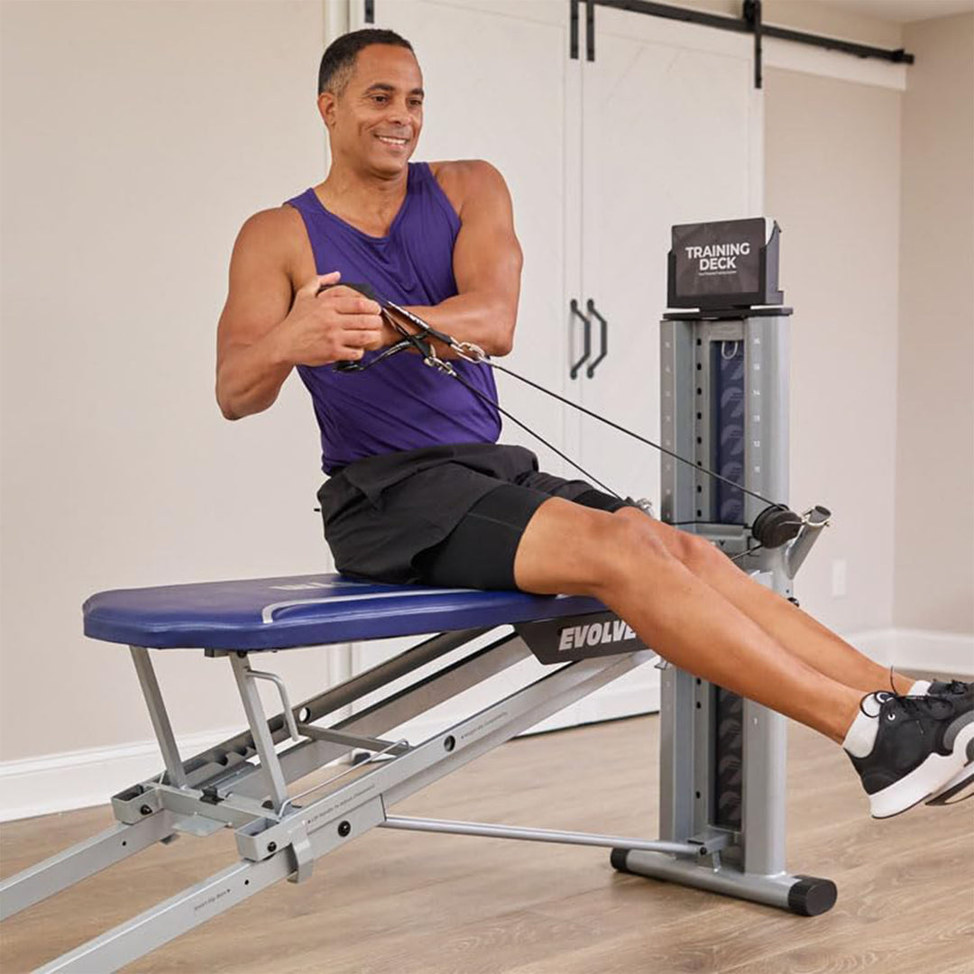 Total Gym Evolve Home Fitness Full Body Workout Exercise Equipment Machine, Blue - VMInnovations