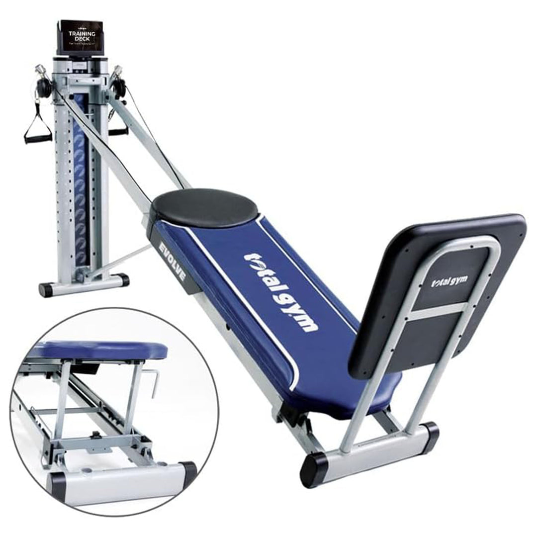 Total Gym Evolve Home Fitness Full Body Workout Exercise Equipment Machine, Blue - VMInnovations