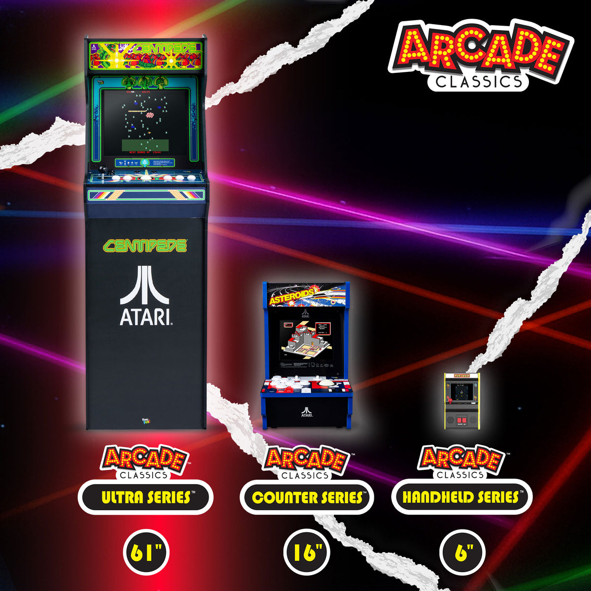 Arcade Classics Atari Asteroids Counter Series Arcade Game w/ screen(For Parts)
