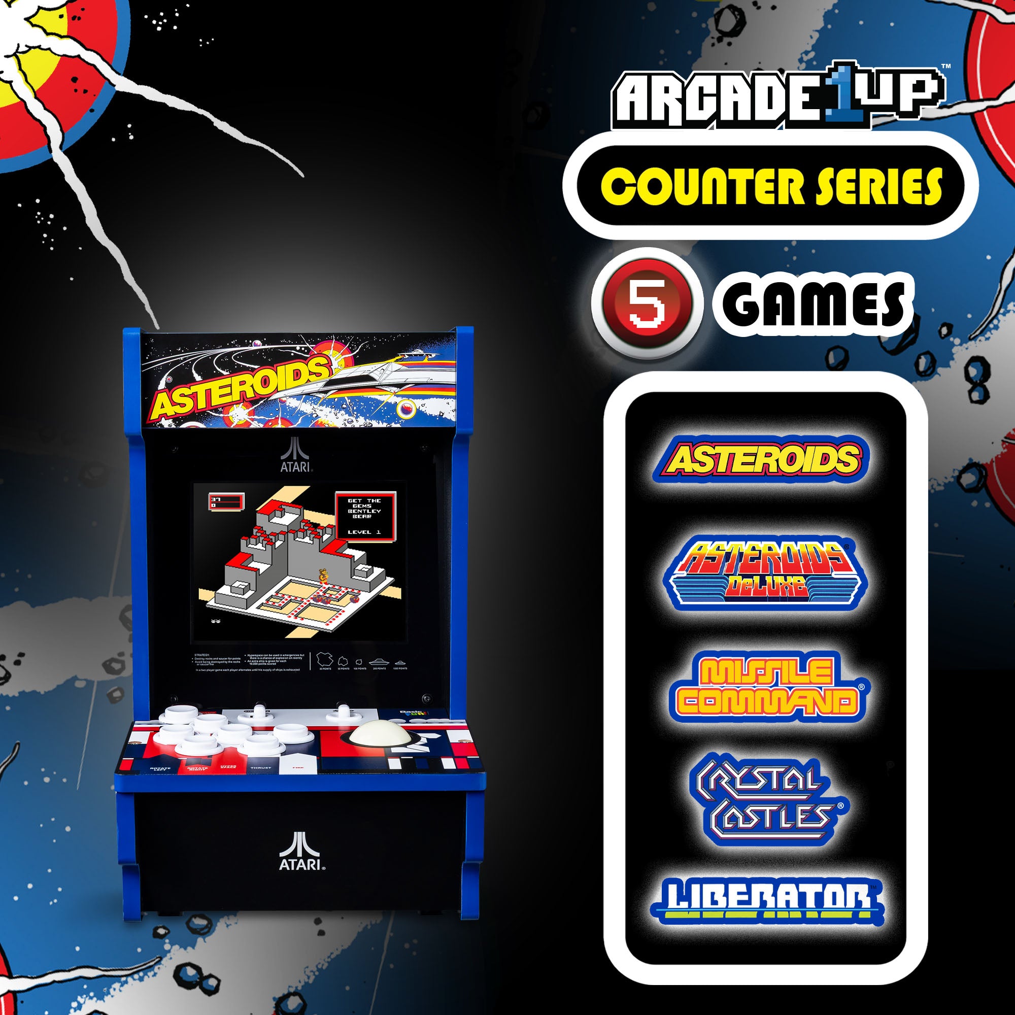 Arcade Classics Atari Asteroids Counter Series Arcade Game (Open Box) - VMInnovations