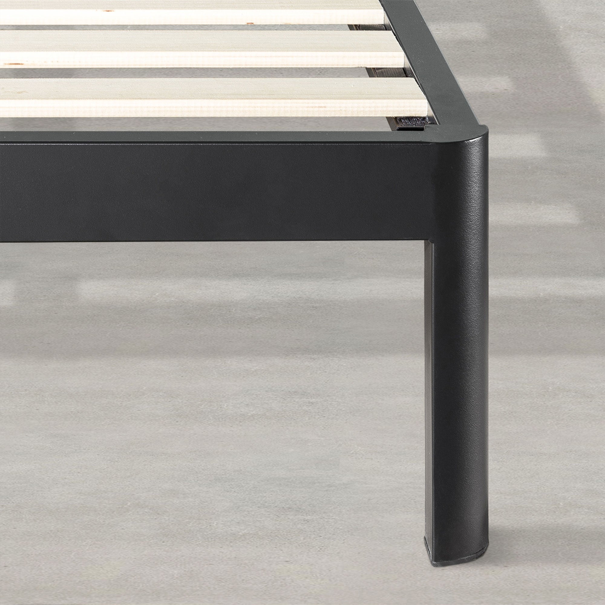 Mellow KERT Metal and Wood Platform Bed Frame with Upholstered Headboard, Queen - VMInnovations
