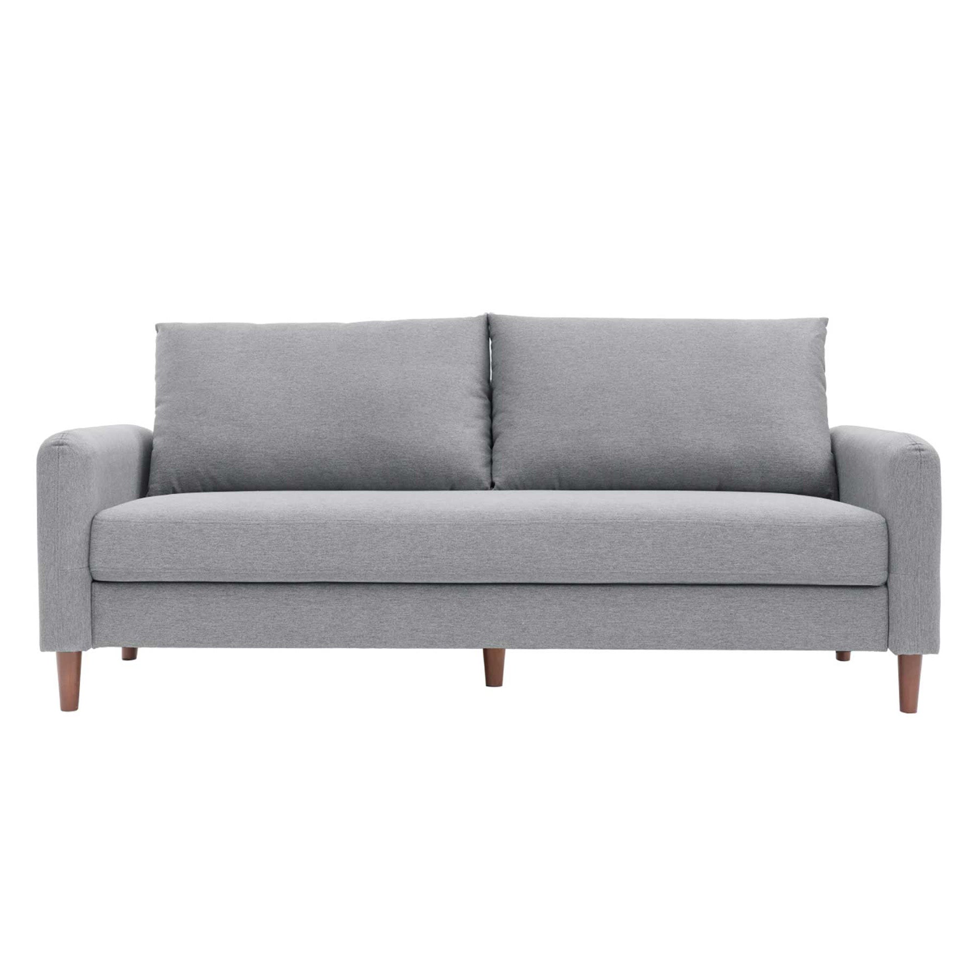 Mellow MAE Mid-Century Modern Curved Arm Sofa with Solid Wood Legs, Light Grey - VMInnovations