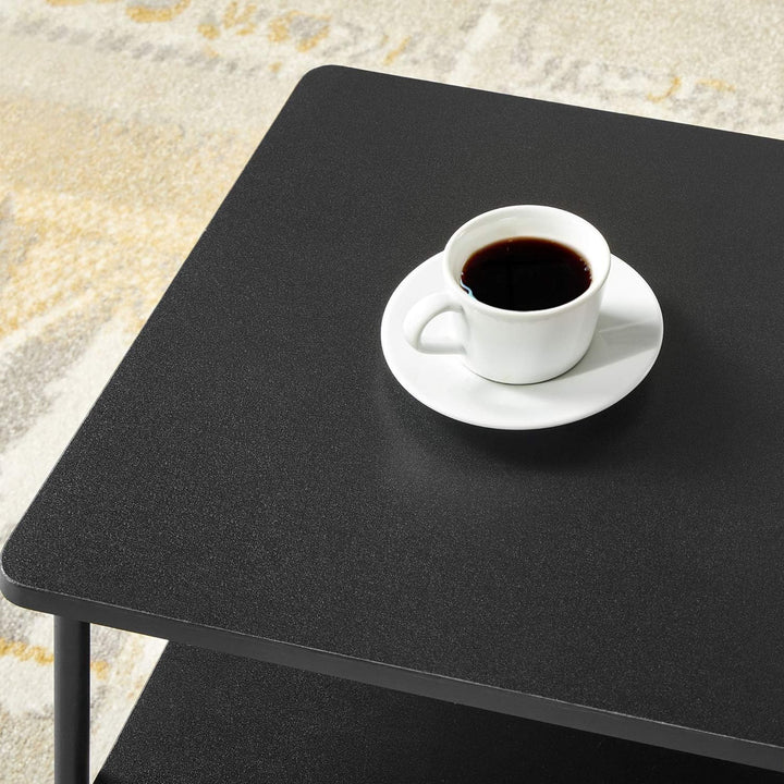 Mellow KODI Square Multipurpose End and Side Table Set with Storage Shelf, Black - VMInnovations