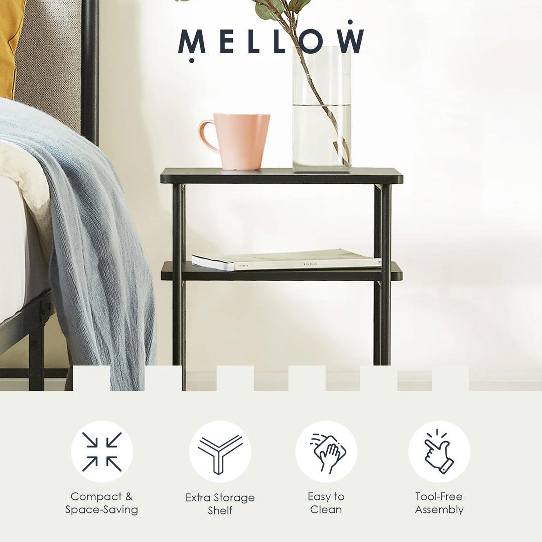 Mellow KODI Square Multipurpose End and Side Table Set with Storage Shelf, Black - VMInnovations