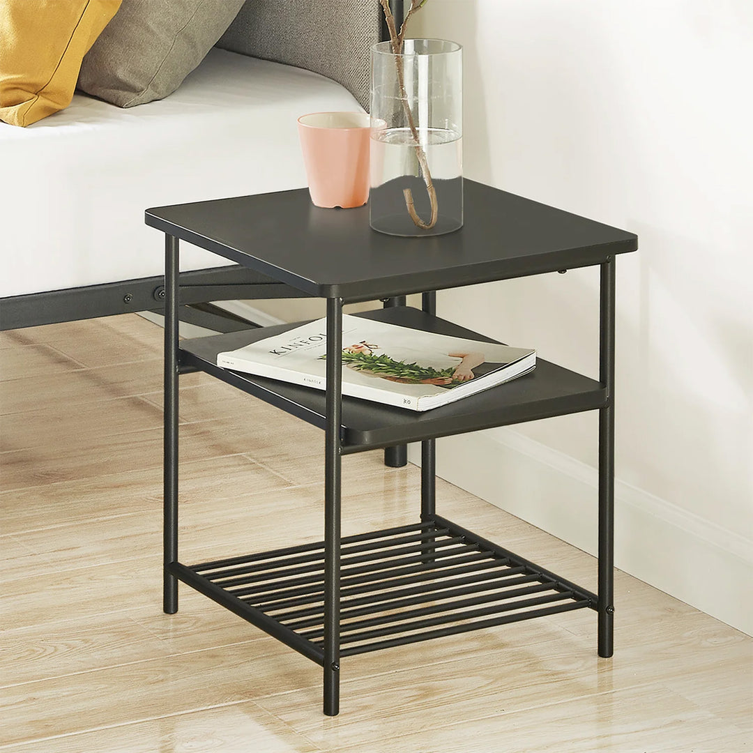 Mellow KODI Square Multipurpose End and Side Table Set with Storage Shelf, Black - VMInnovations