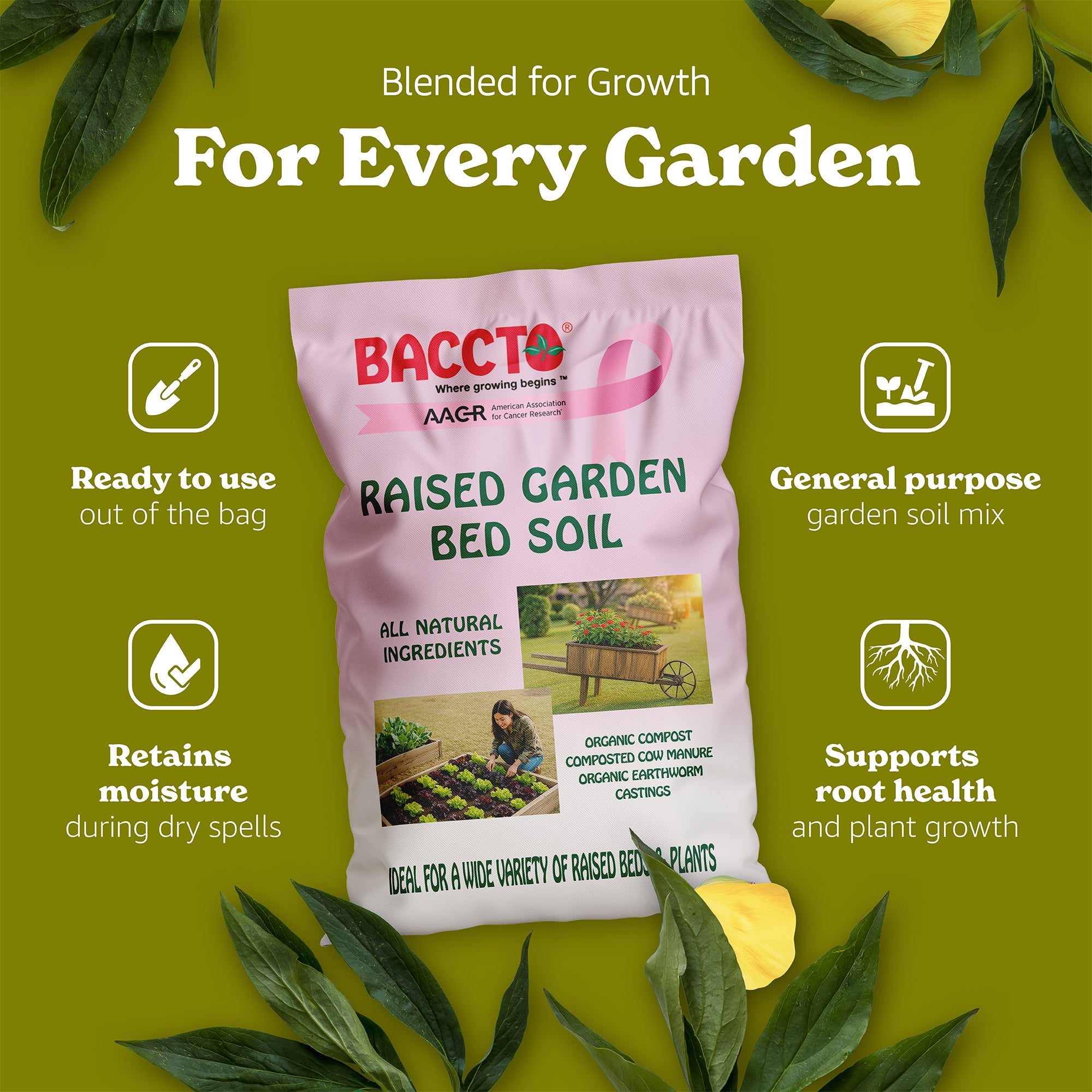 Michigan Peat Company BACCTO Raised Bed Soil for All Plant Types, 1.5 Cubic Feet
