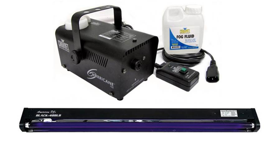 CHAUVET Hurricane H700 Fog Machine H-700 Fogger + AMERICAN DJ 48" UV Blacklight