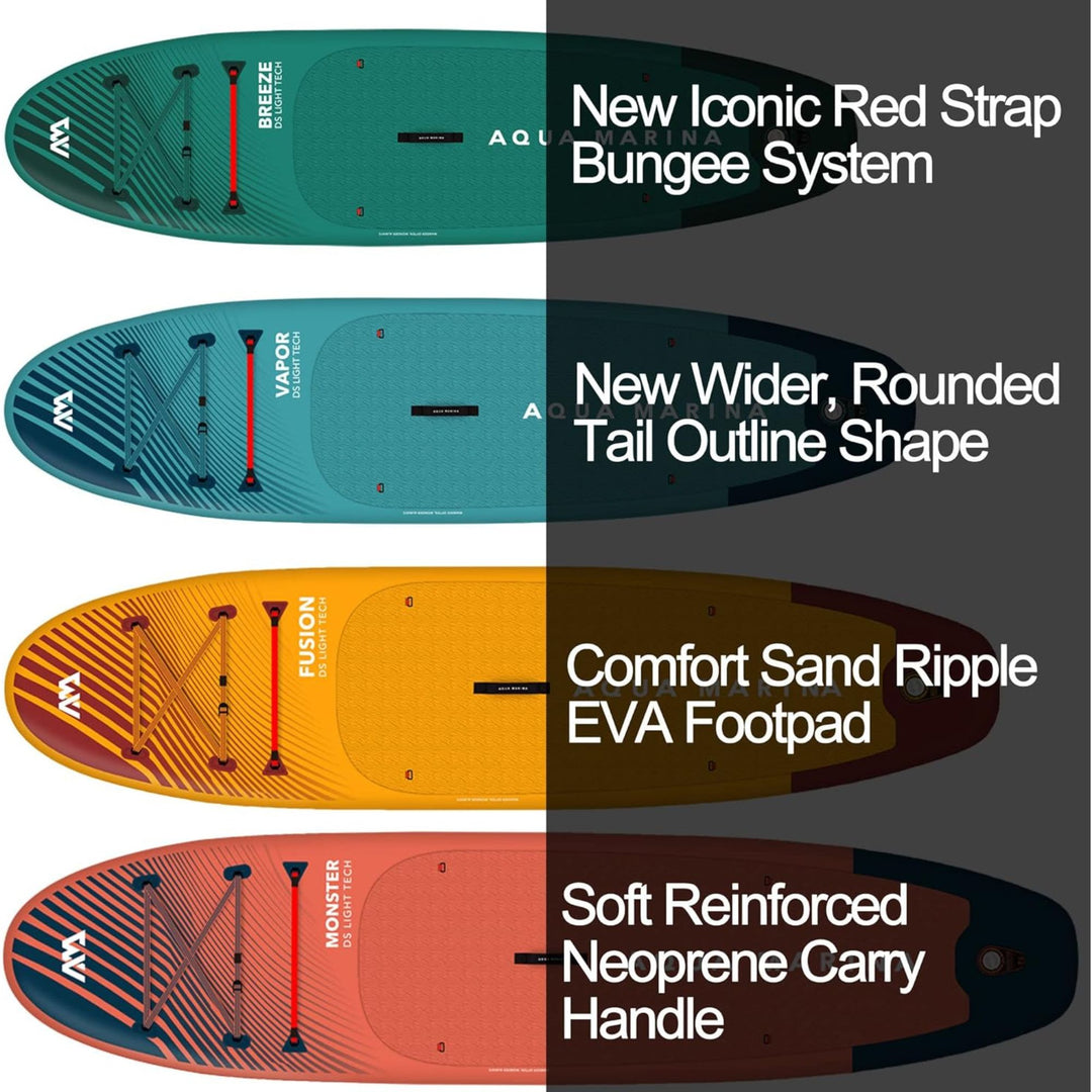 Aqua Marina Vapor Inflatable Paddle Board, Pump, Backpack, Leash, Light Blue - VMInnovations