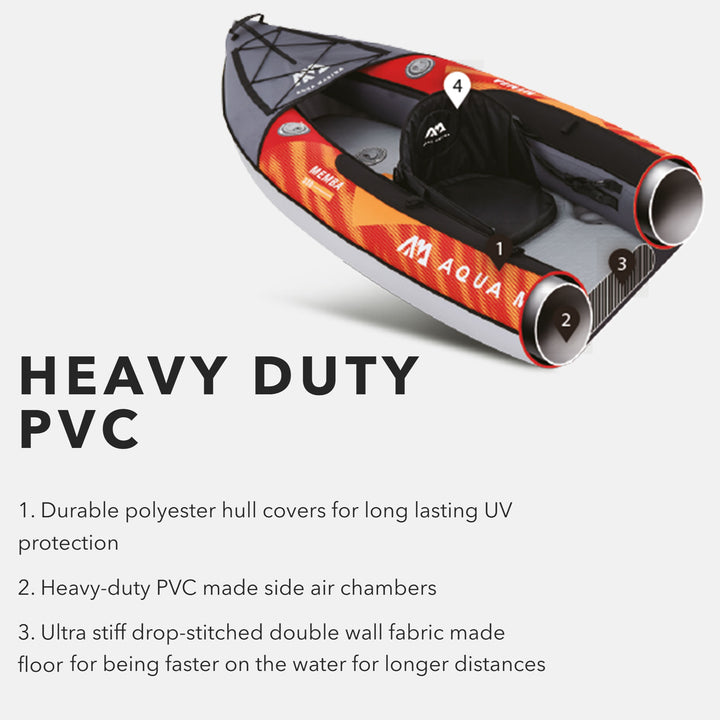 Aqua Marina Touring Inflatable Kayak and Paddle Pump, Seat & Bag, Black/Orange - VMInnovations