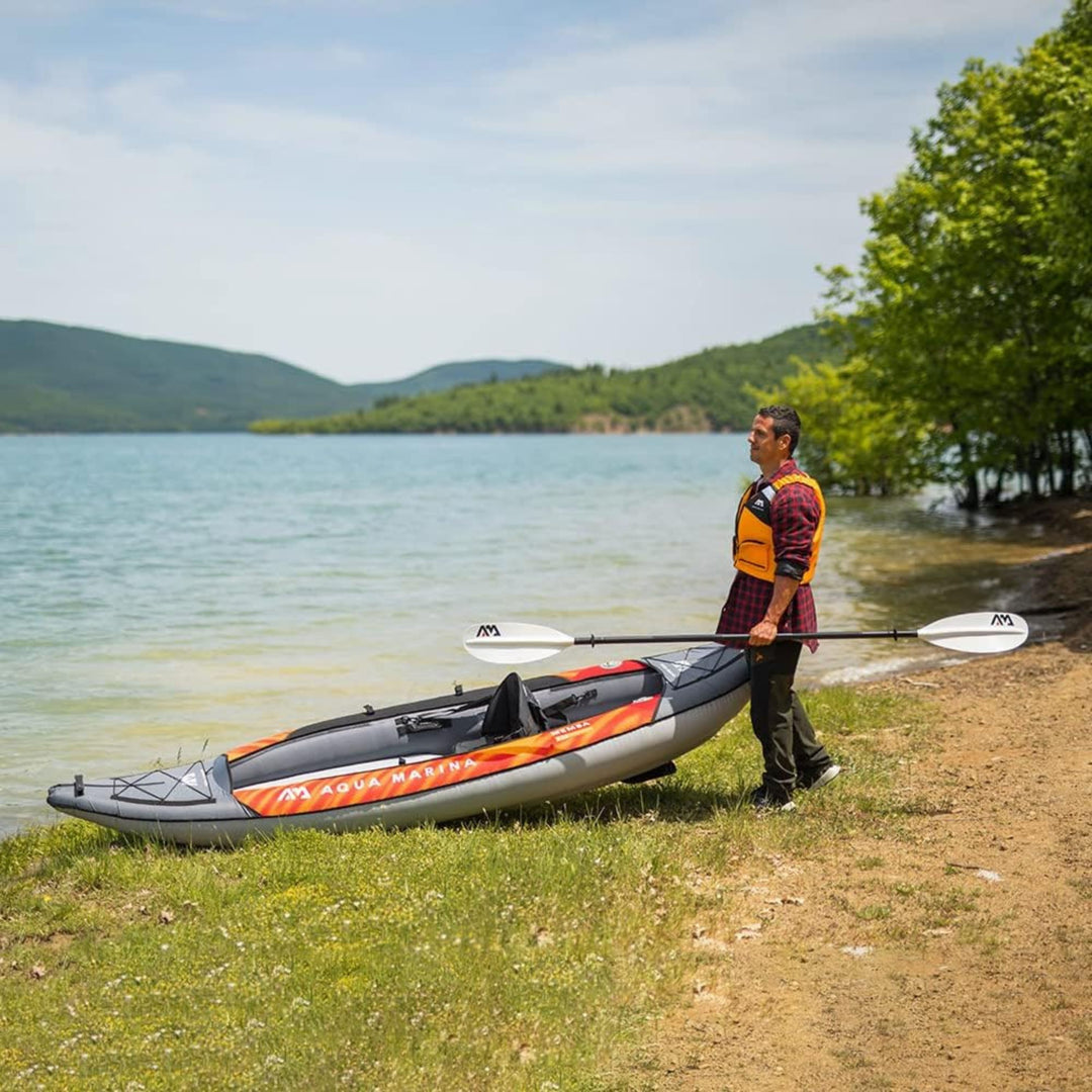 Aqua Marina Touring Inflatable Kayak and Paddle Pump, Seat & Bag, Black/Orange - VMInnovations