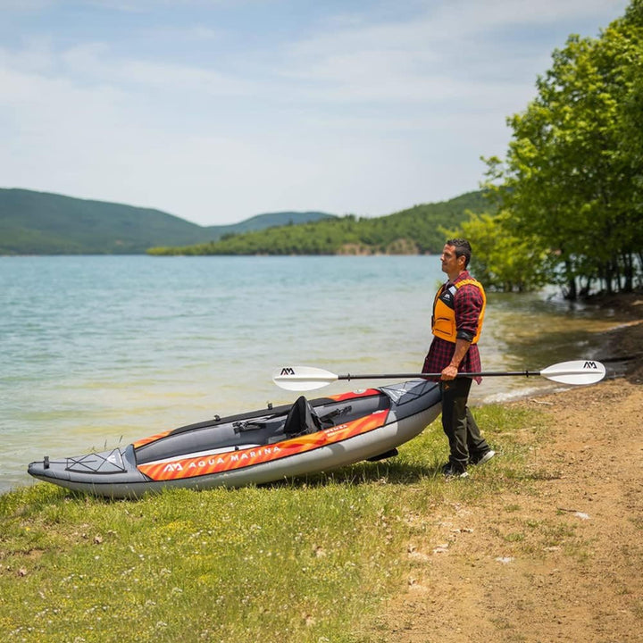Aqua Marina Touring Inflatable Kayak and Paddle Pump, Seat & Bag, Black/Orange - VMInnovations
