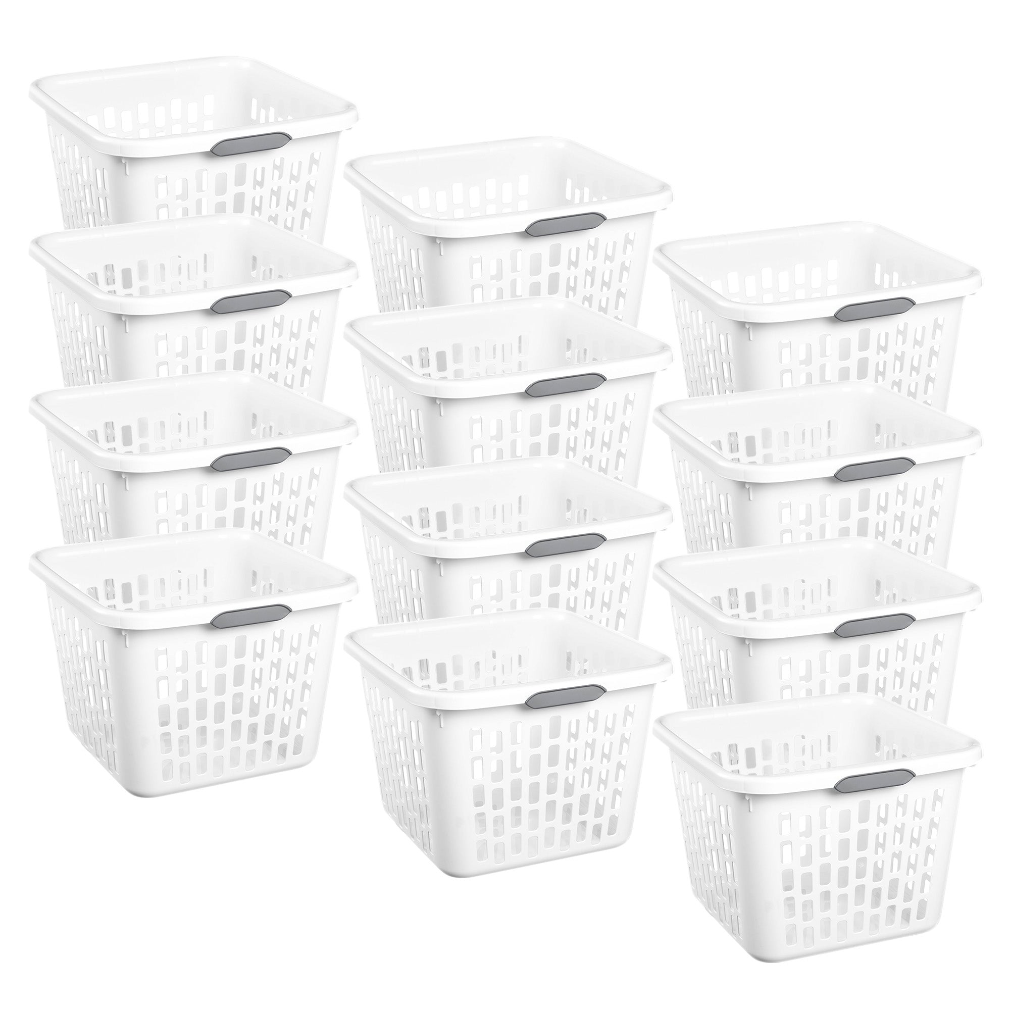 Sterilite Laundry Basket, 1.5 Bushel Plastic Hamper with Handles, White, 12 Pack - VMInnovations