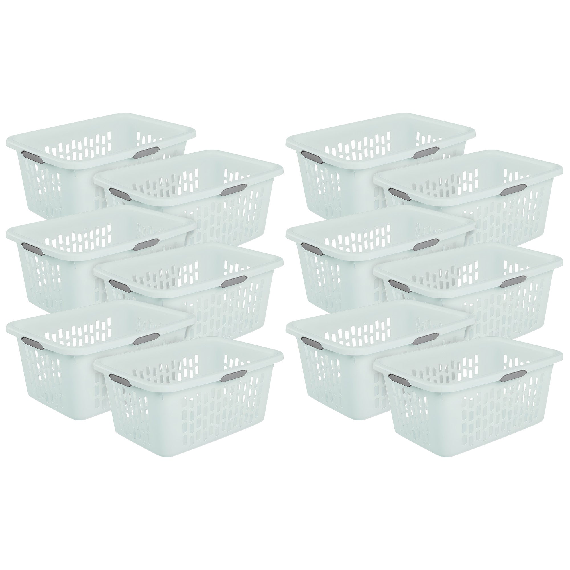 Sterilite Laundry Basket, 2 Bushel Plastic Hamper with Handles, Mint, 12 Pack - VMInnovations
