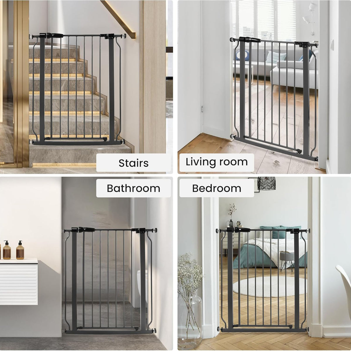 BalanceFrom Walk Thru Safety Gate, Fits 29.1-33.8" Openings, 36” Tall, Graphite - VMInnovations