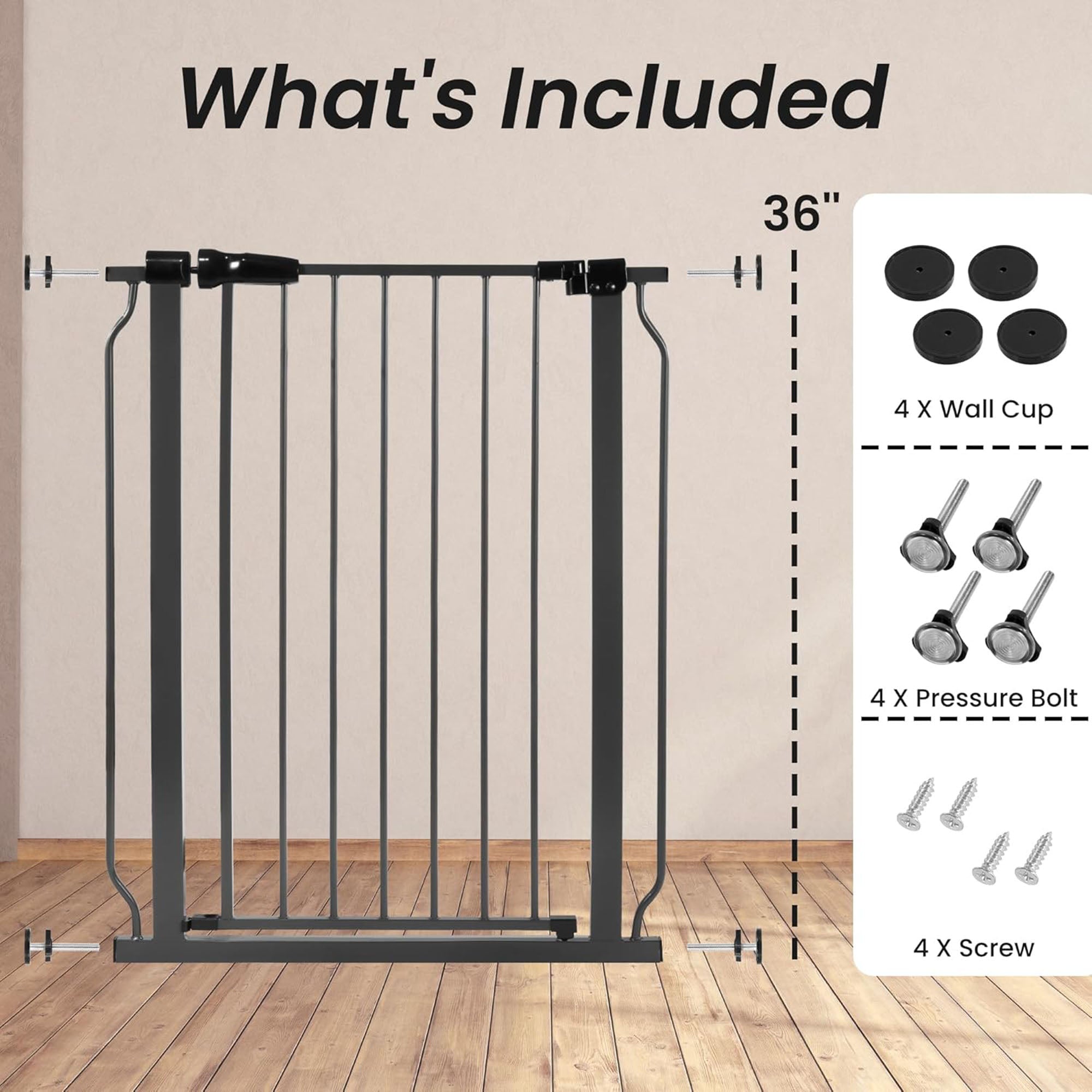 BalanceFrom Walk Thru Safety Gate, Fits 29.1-33.8" Openings, 36” Tall, Graphite - VMInnovations