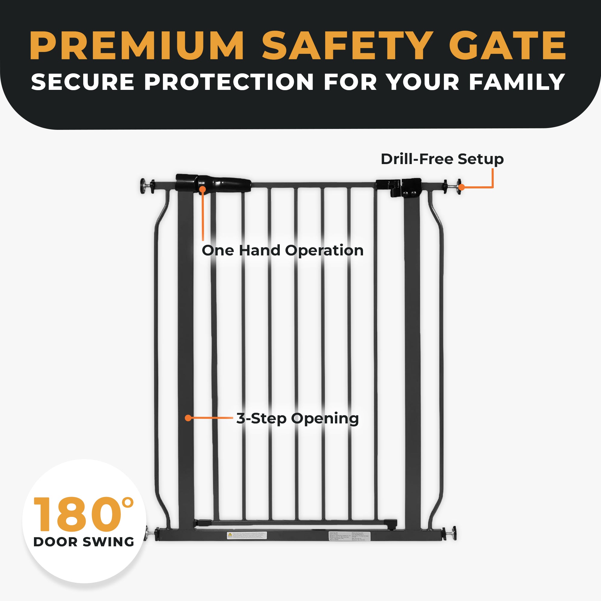 BalanceFrom Walk Thru Safety Gate, Fits 29.1-33.8" Openings, 36” Tall, Graphite - VMInnovations