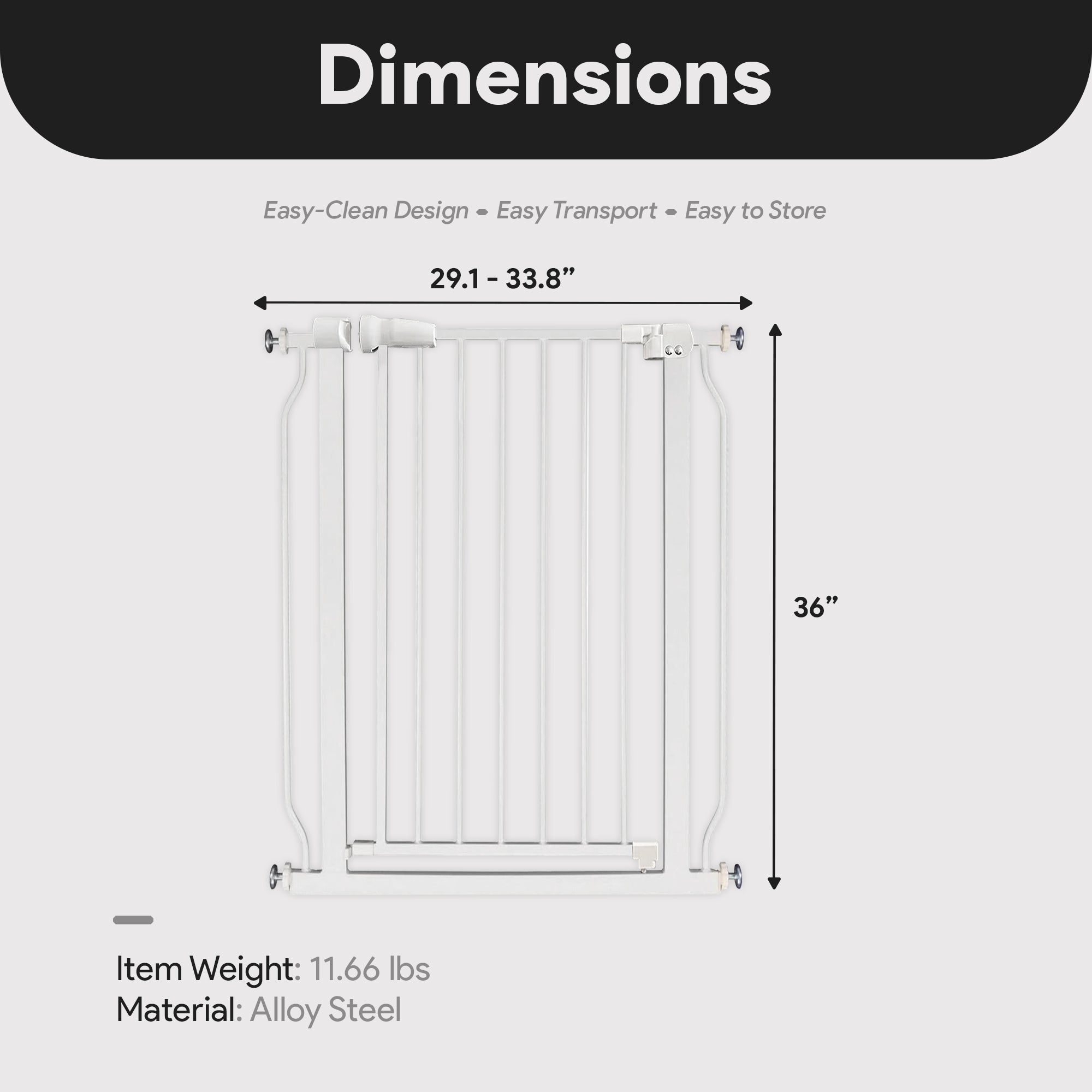 BalanceFrom Walk Thru Safety Gate, Fits 29.1-33.8" Openings, 36” Tall (Open Box) - VMInnovations