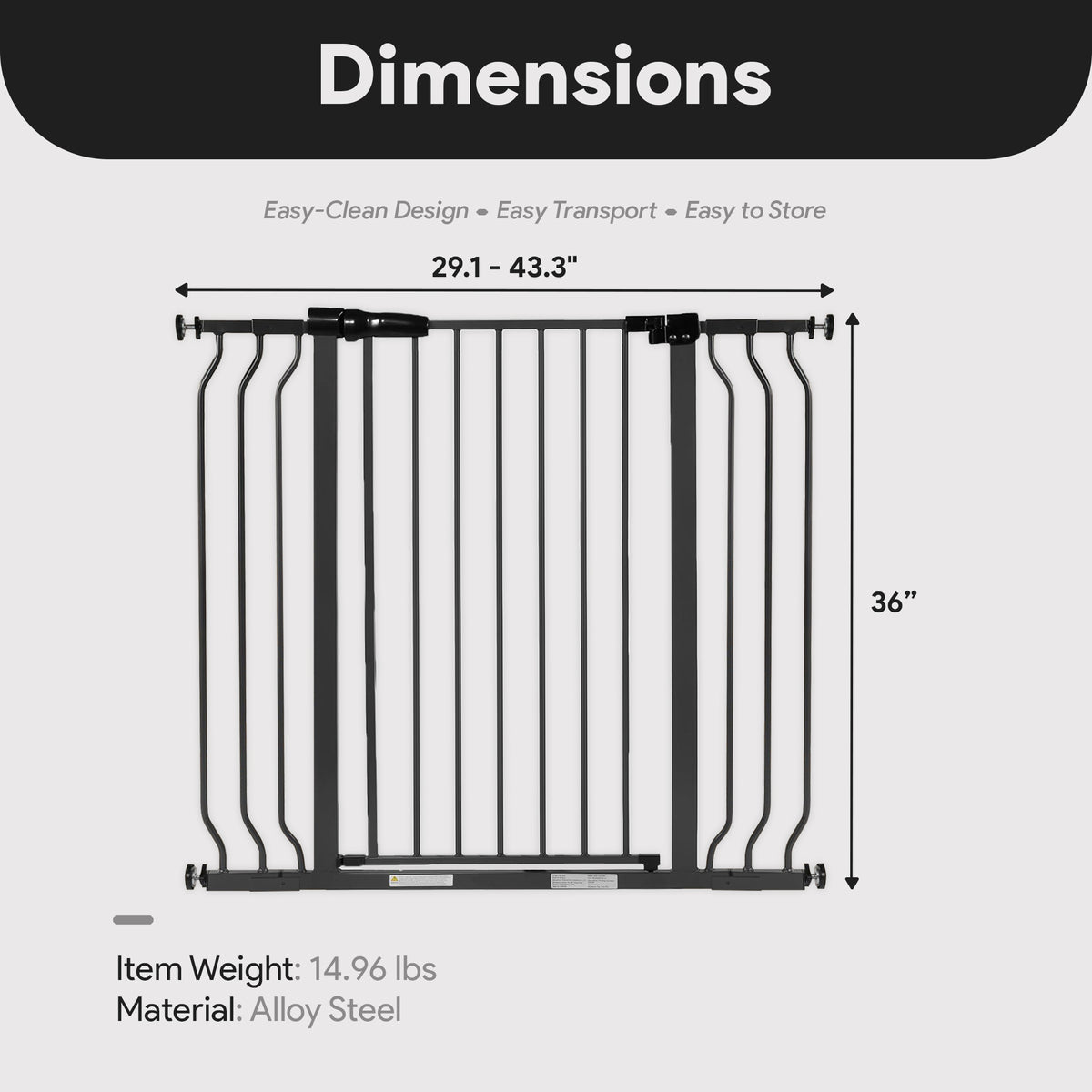 BalanceFrom Walk Thru Safety Gate, Fits 29.1-43.3" Openings, 36” Tall(Open Box)