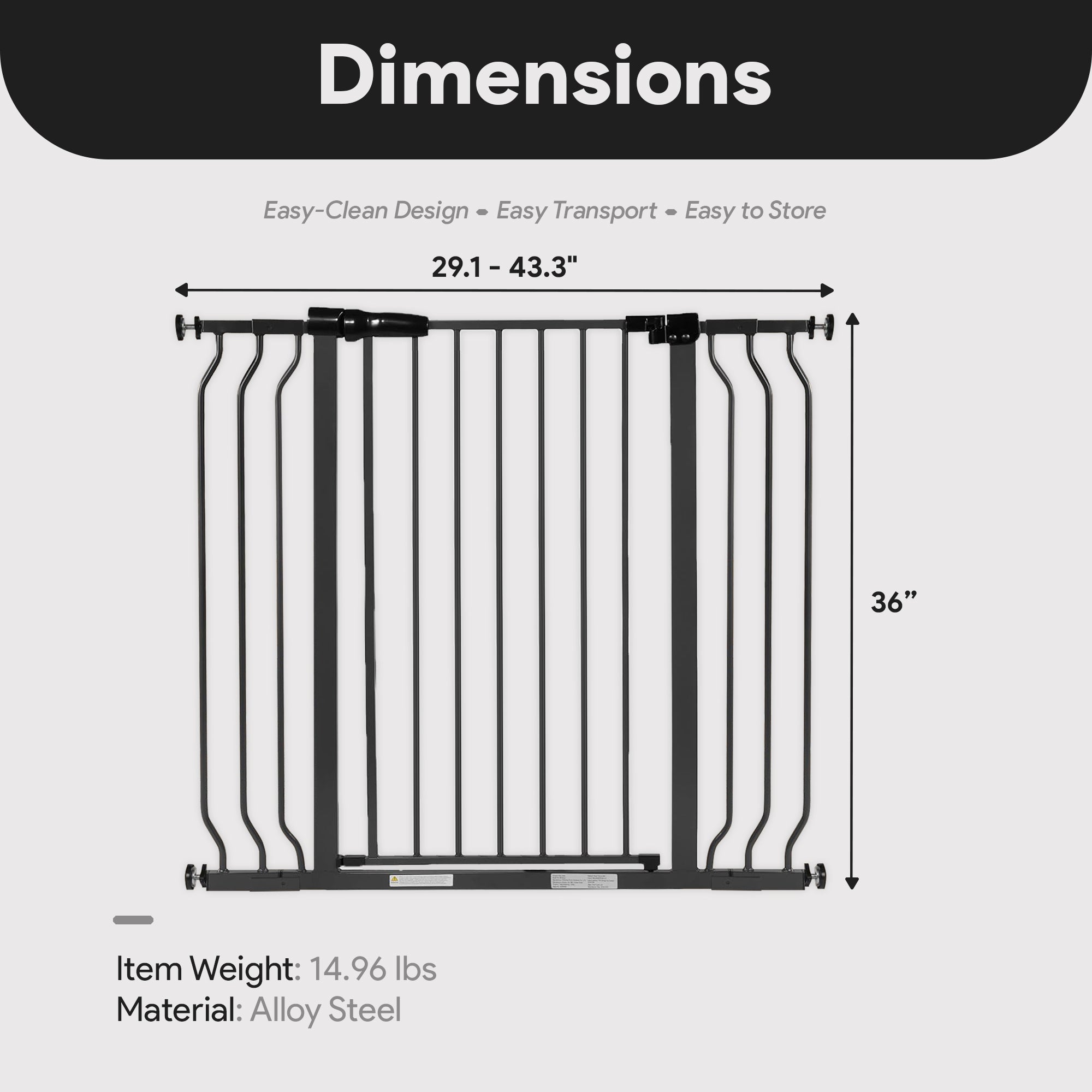 BalanceFrom Walk Thru Safety Gate, Fits 29.1-43.3" Openings, 36” Tall, (Used) - VMInnovations