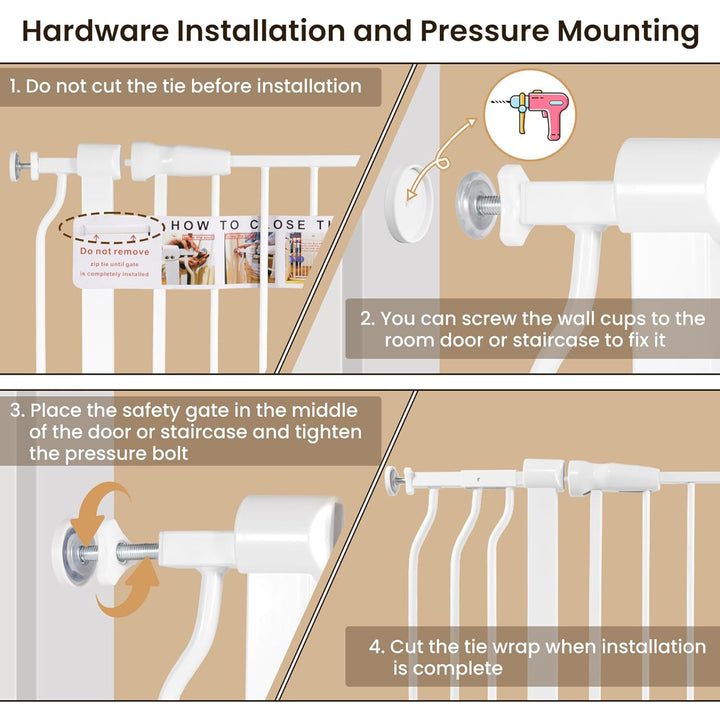 BalanceFrom Walk Thru Safety Gate, Fits 29.1-43.3" Openings, 36” Tall, White - VMInnovations
