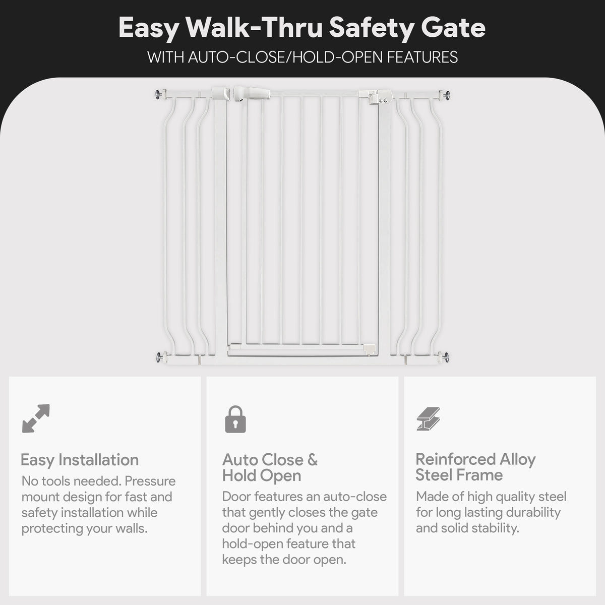 BalanceFrom Walk Thru Safety Gate, Fits 29.1-43.3" Openings, 36” Tall (Open Box) - VMInnovations