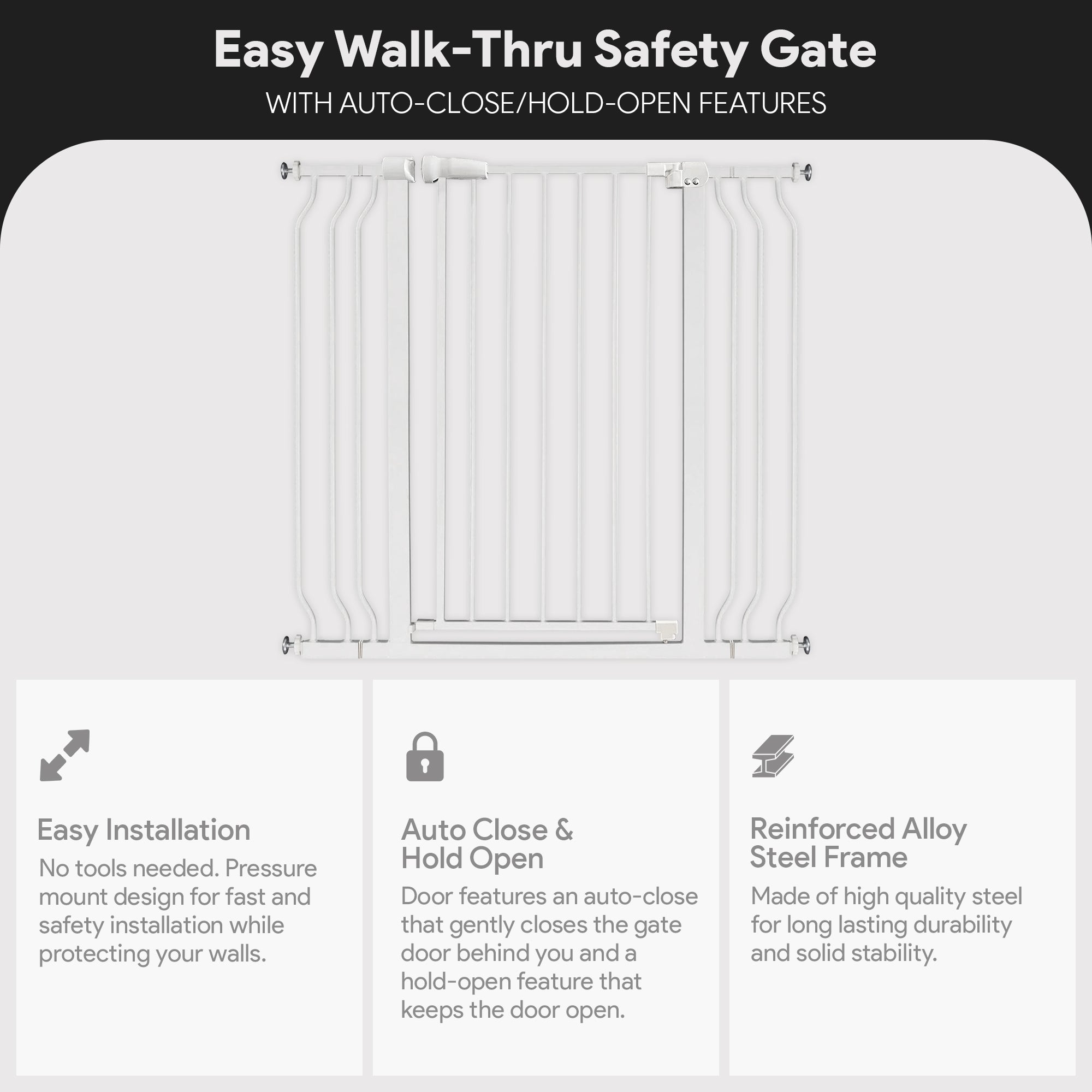 BalanceFrom Walk Thru Safety Gate, Fits 29.1-43.3" Openings, 36” Tall (Open Box)