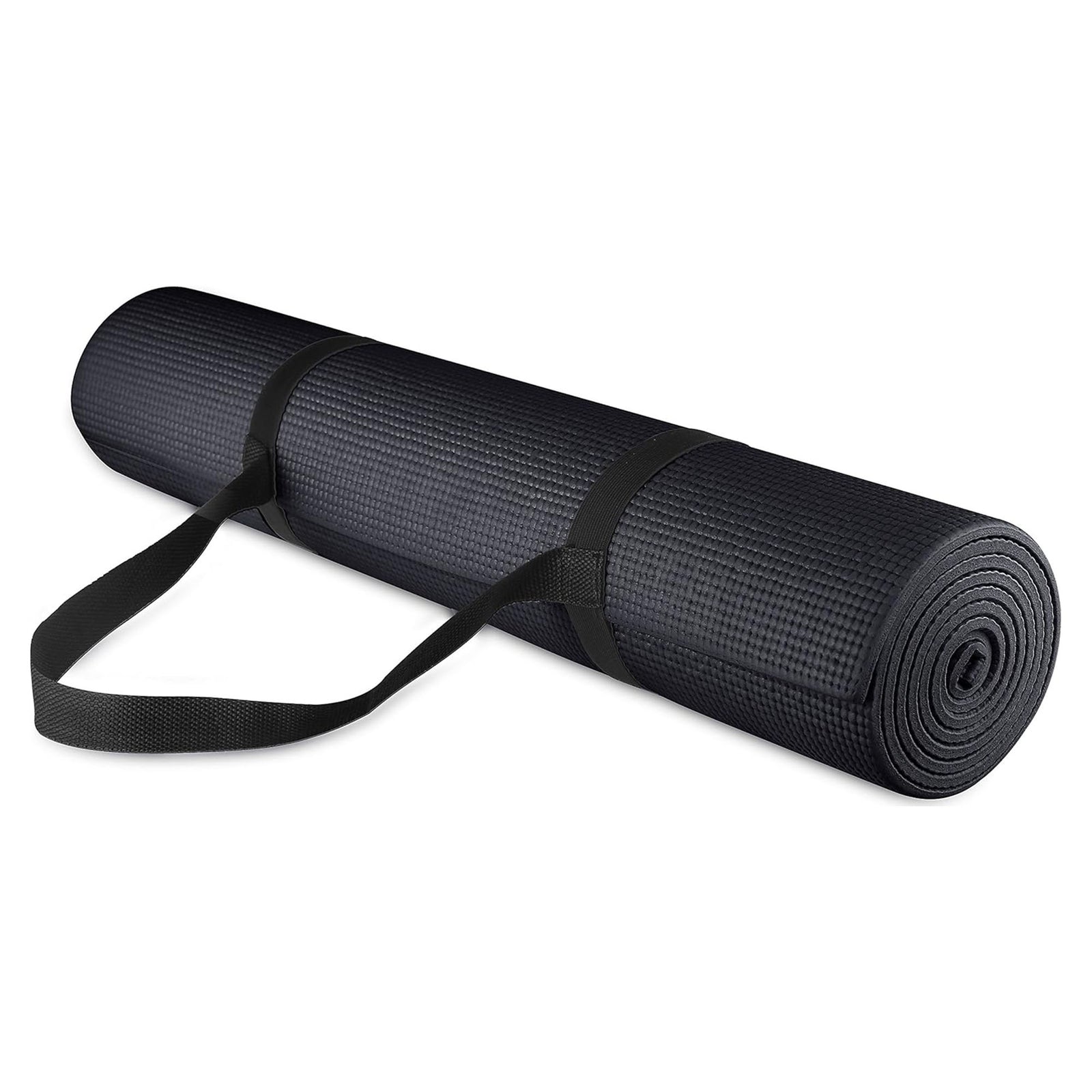 Fitvids 1/4” High Density Thick Non Slip Workout Yoga Mat and Carry Strap, Black - VMInnovations