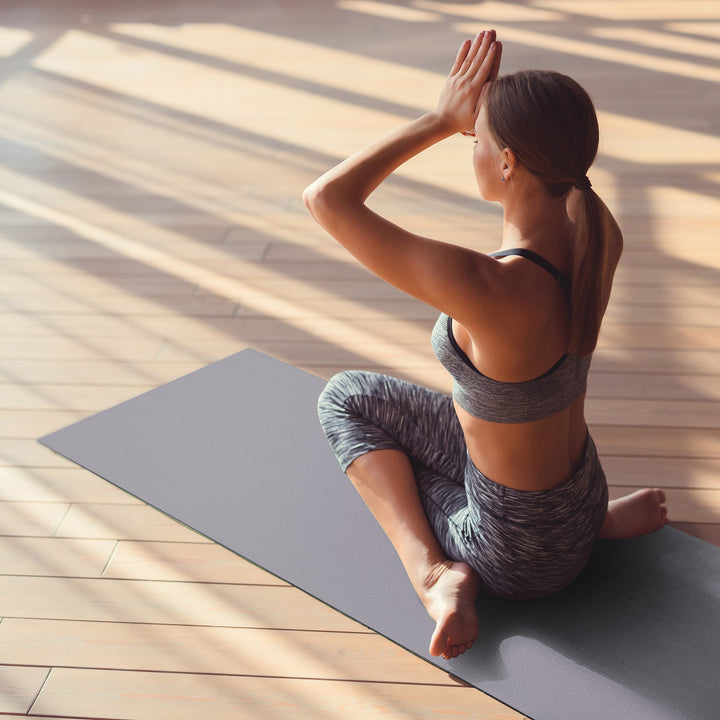 Fitvids 1/4” High Density Thick Non Slip Workout Yoga Mat and Carry Strap, Grey - VMInnovations