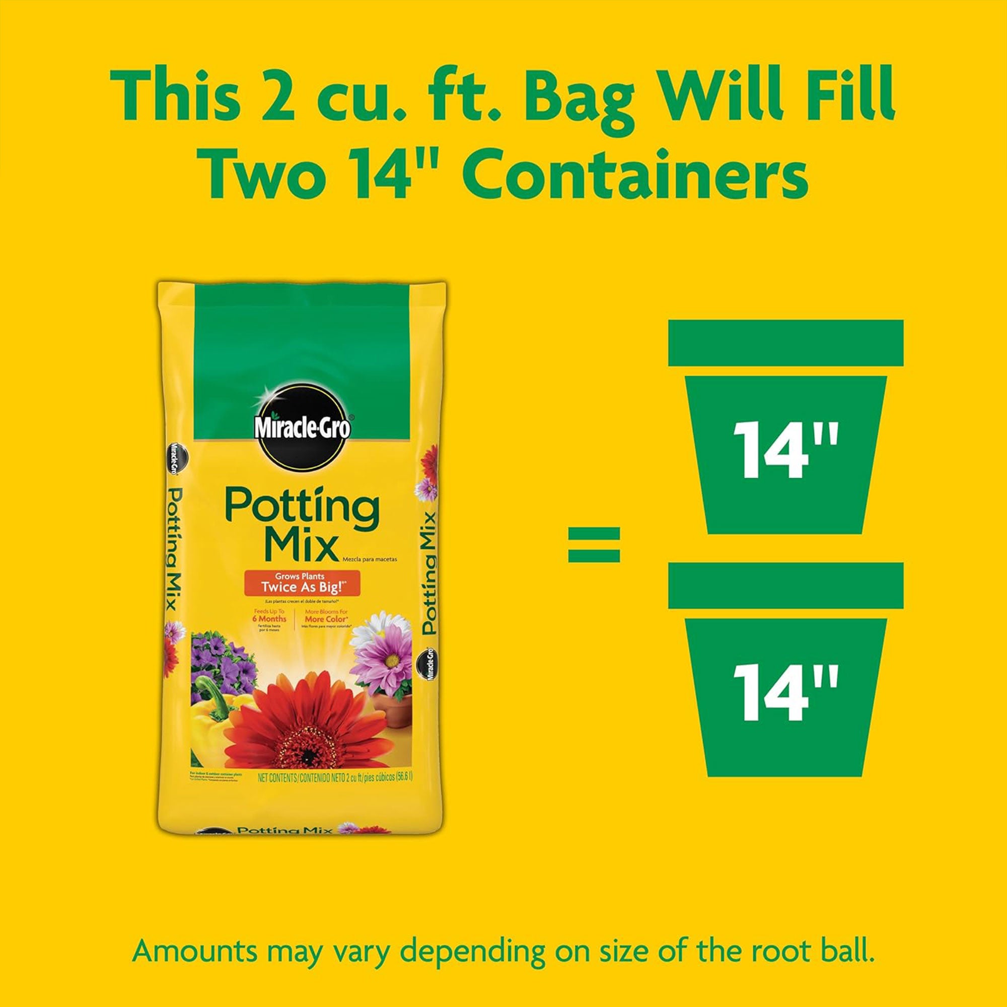 Miracle-Gro Potting Mix for Container Plants, Flowers and Vegetables, 2 cu. ft.