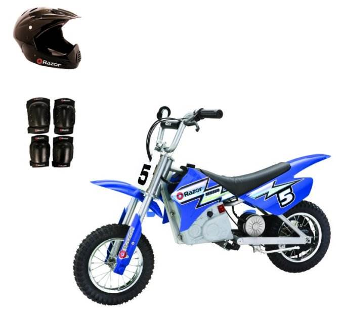 Razor MX350 Dirt Rocket 24V Electric Toy Dirt Bike with Protective Gear, Blue