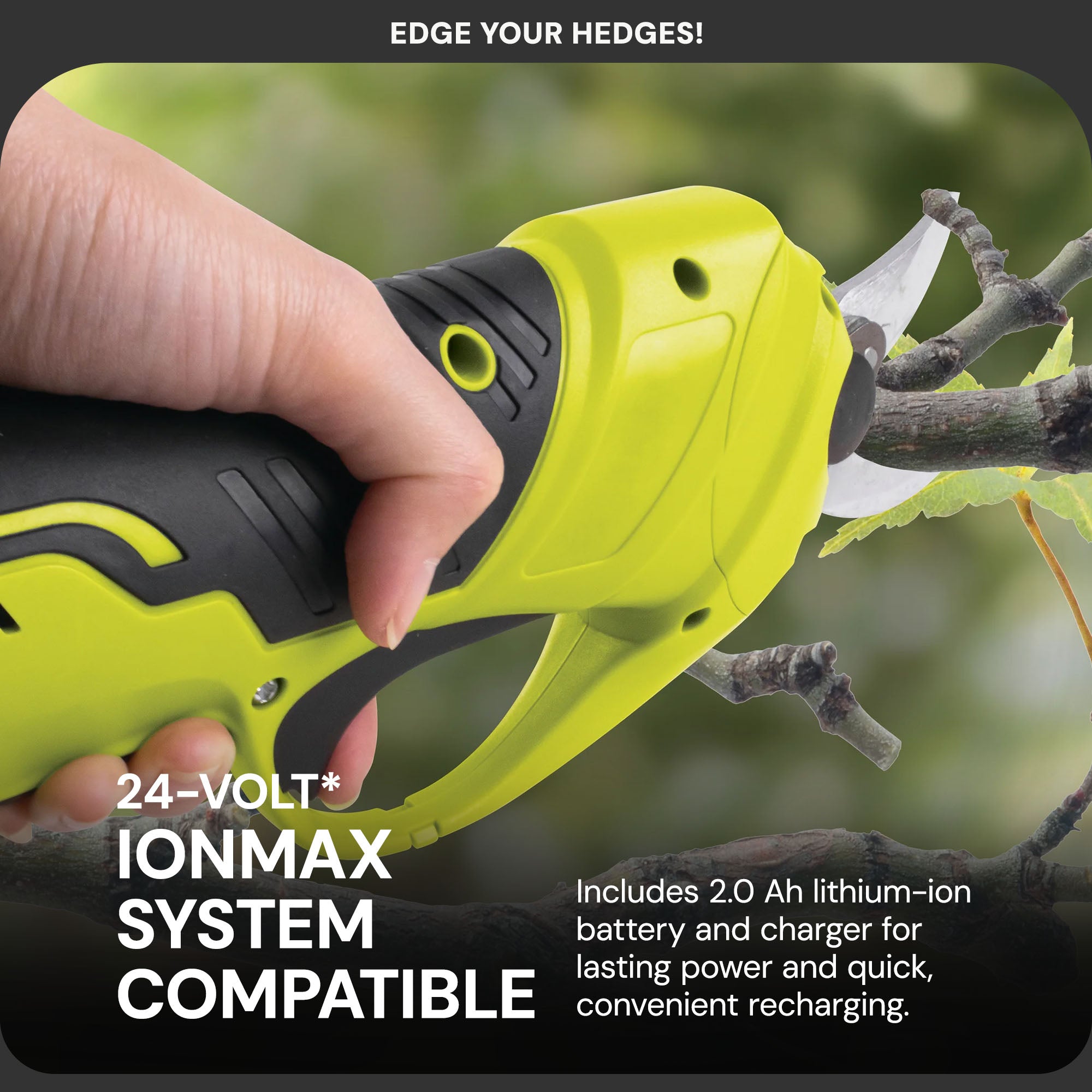 Sun Joe 24V Cordless Handheld Pruner with Battery and Charger, 80W, 24V-PRN1-LTE - VMInnovations