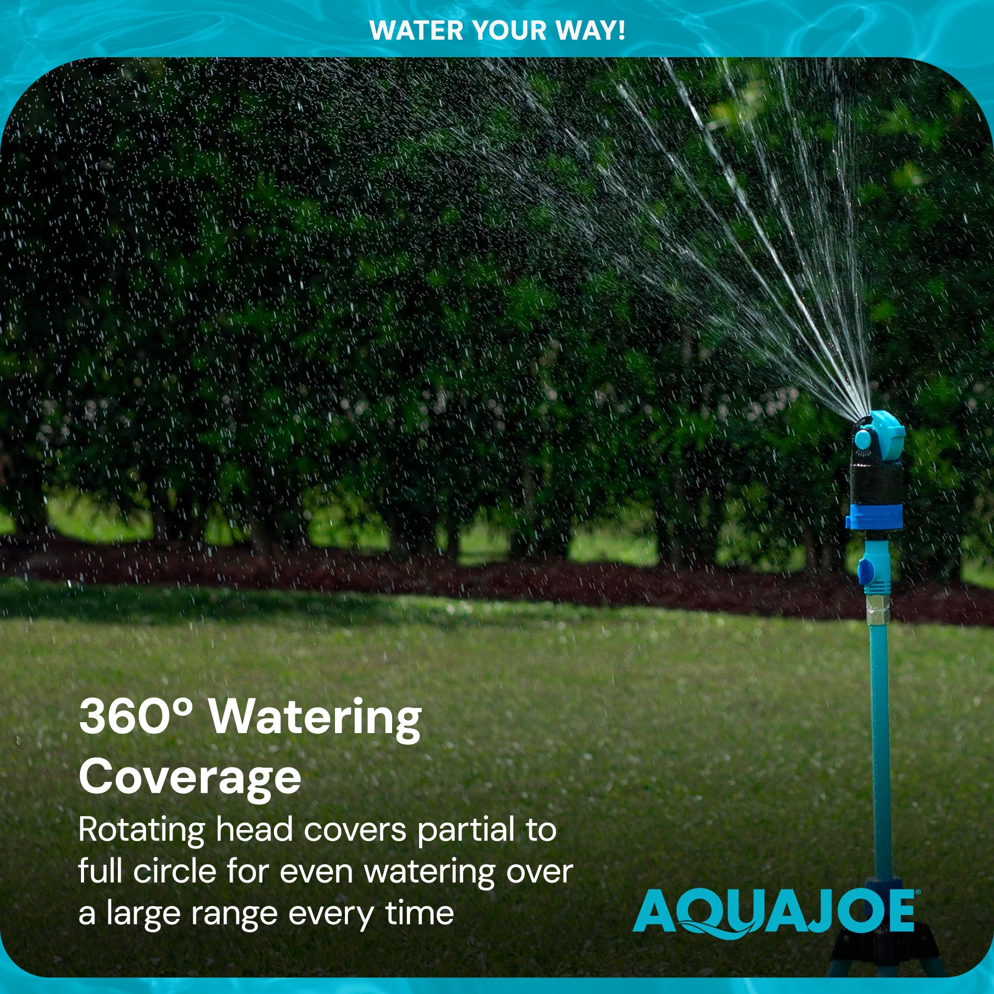 Aqua Joe Adjusting Tripod Sprinkler Mister, 6 Pattern, Telescoping, AJ-6PSTB-MAX - VMInnovations