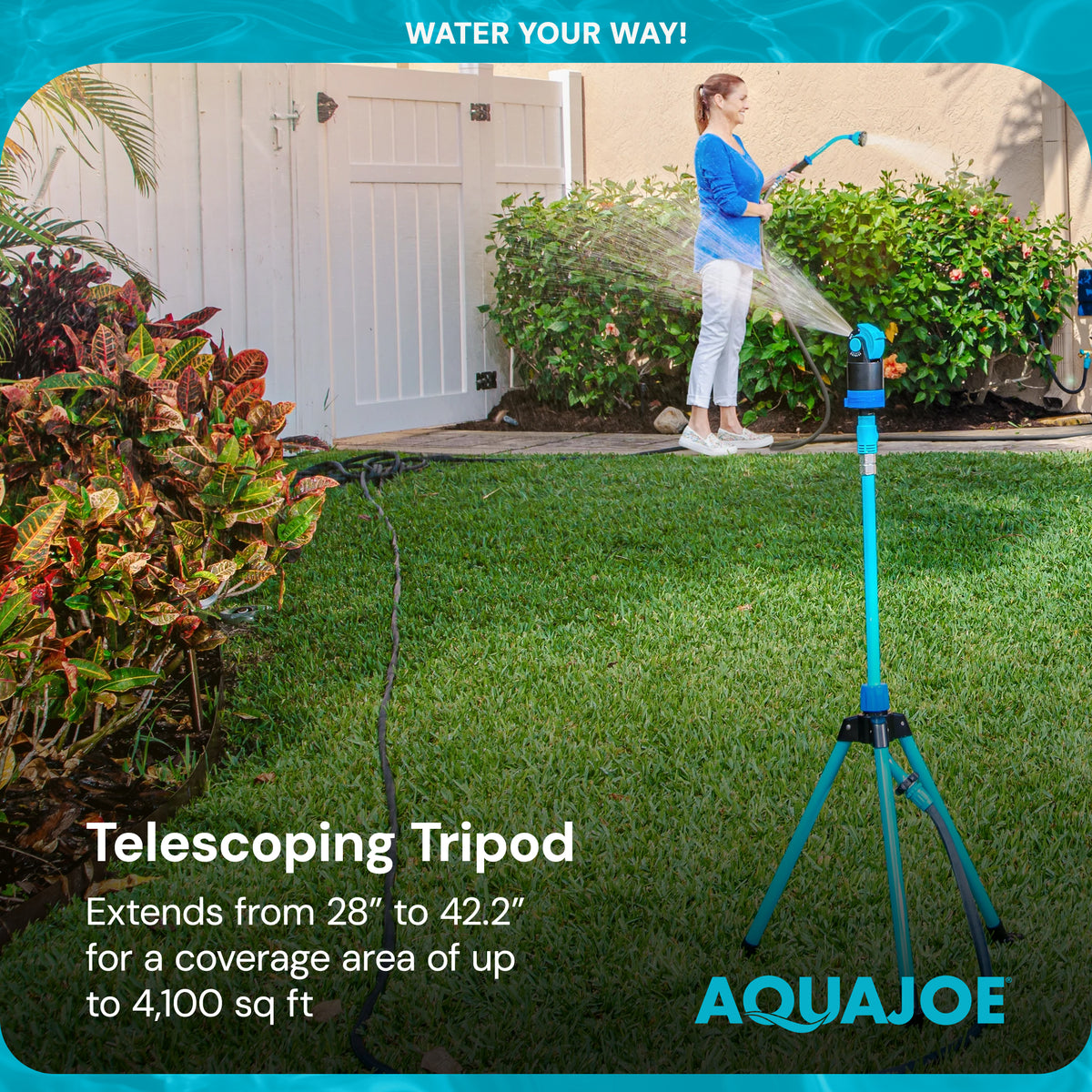 Aqua Joe Adjusting Tripod Sprinkler Mister, 6 Pattern, Telescoping (Open Box) - VMInnovations