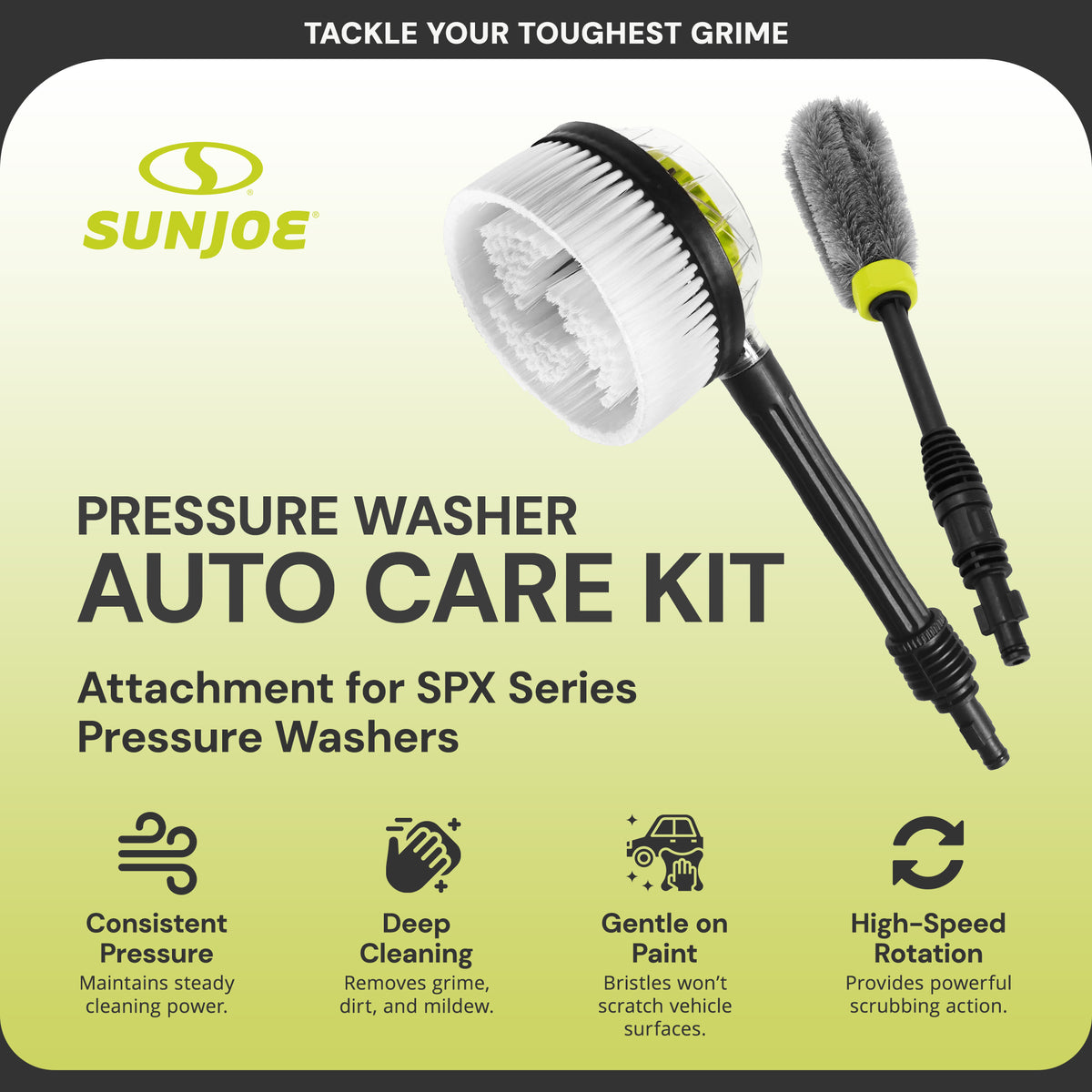 Sun Joe Car Cleaning Accessory Kit Pressure Washer Brush Set for SPX Series, CCK - VMInnovations