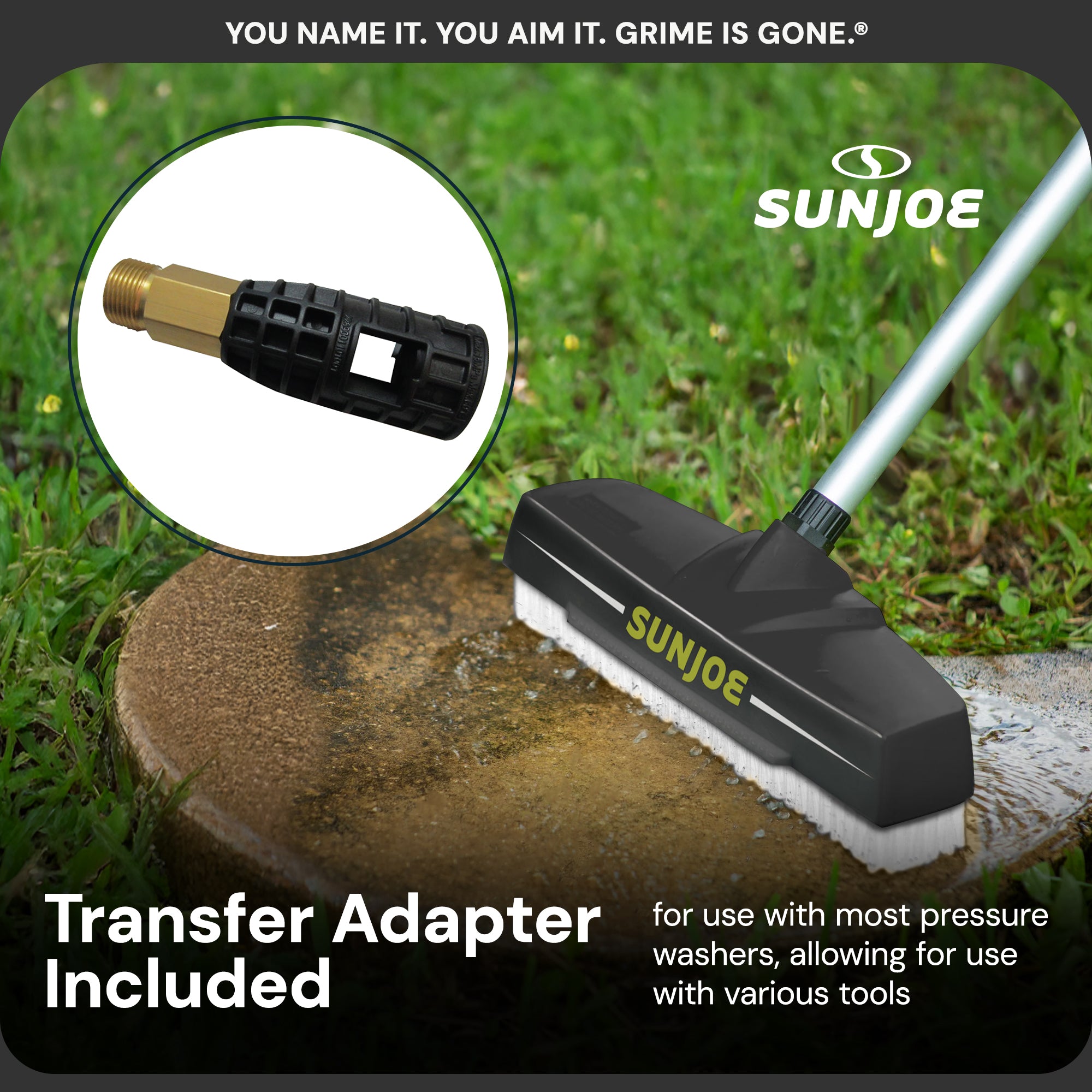 Sun Joe Power Scrubber Broom Long Handle Pressure Washer Attachment, SPX-PWB1