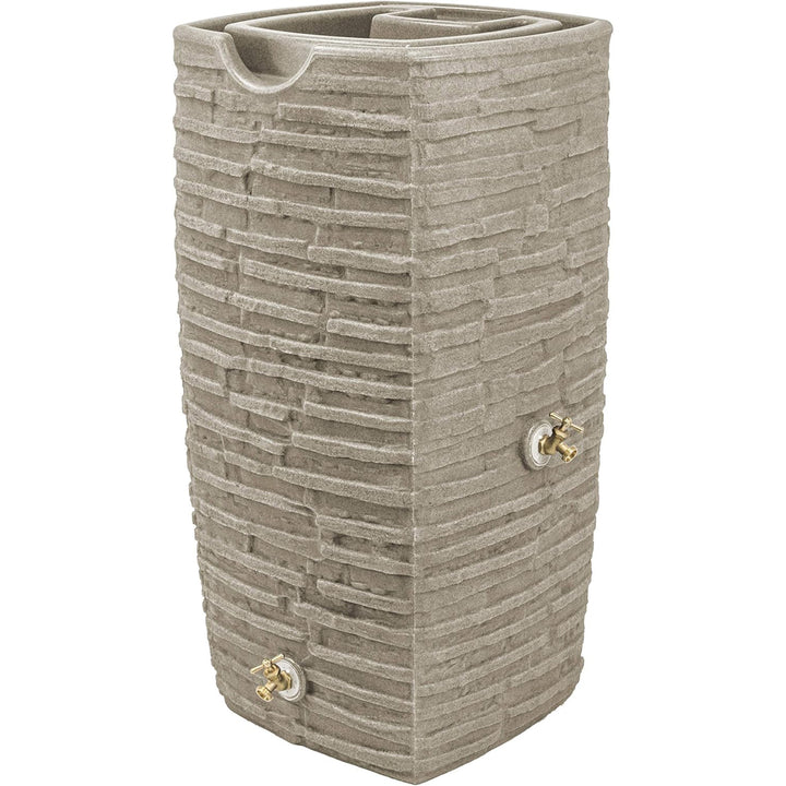 Good Ideas Impressions Riverwalk 50 Gallon Rain Saver with Spigots, Sandstone - VMInnovations