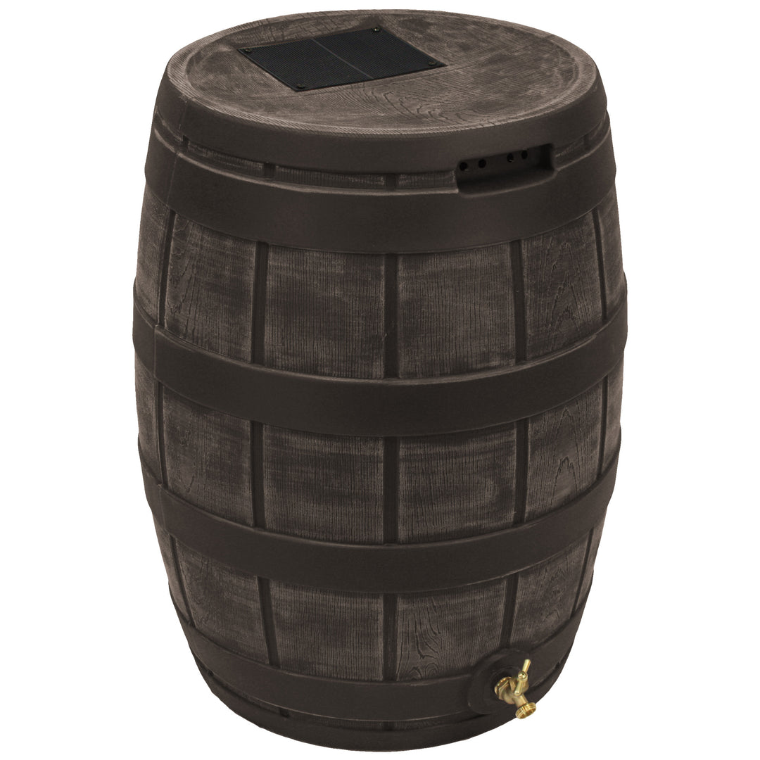 Good Ideas Rain Vault 50 Gallon Rain Barrel with Spigot, Handles and Screen, Oak - VMInnovations