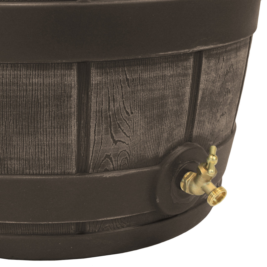 Good Ideas Rain Vault 50 Gallon Rain Barrel with Spigot, Handles and Screen, Oak - VMInnovations