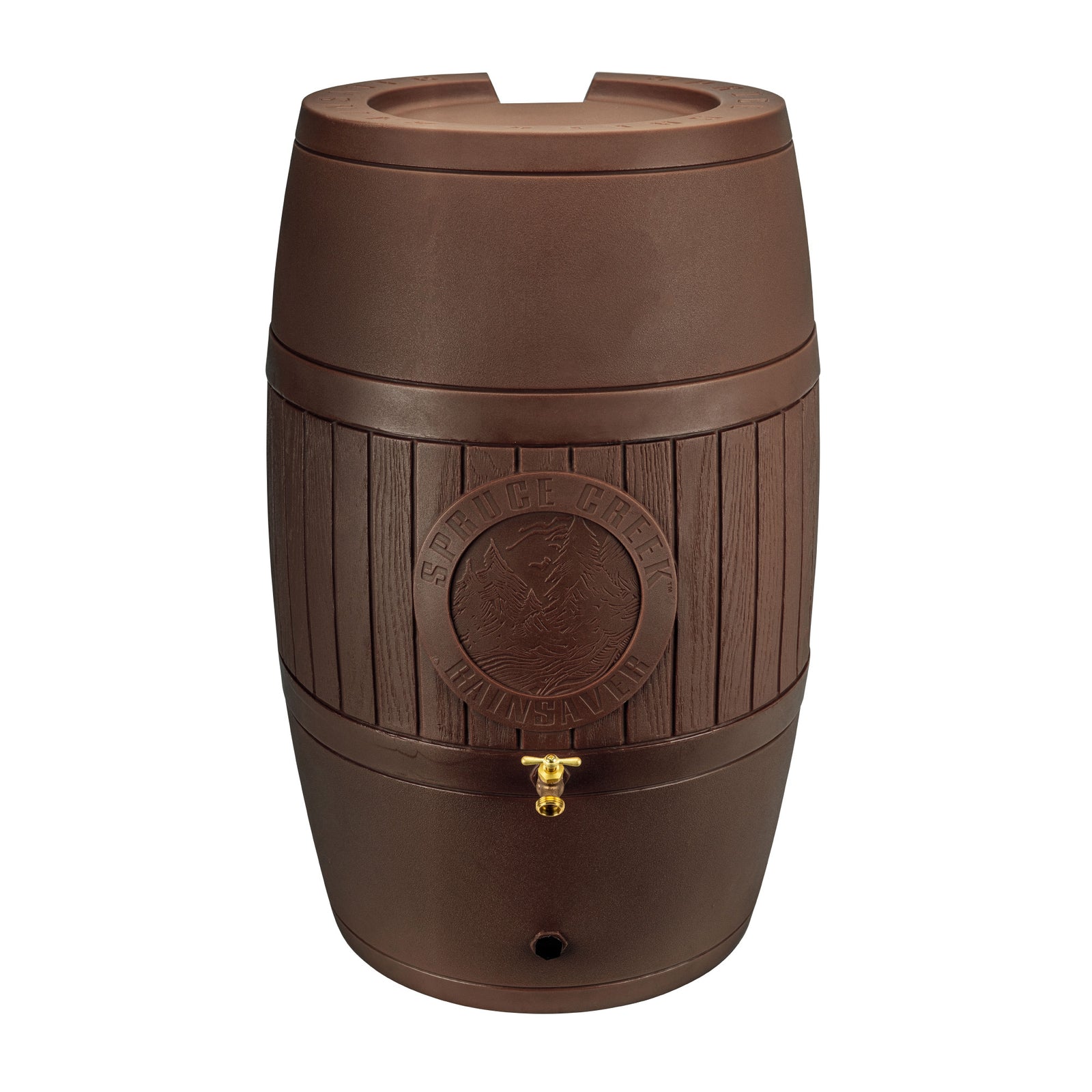 Good Ideas Bushman Spruce Creek 54 Gal Rain Saver Barrel with Spigot, Brown - VMInnovations
